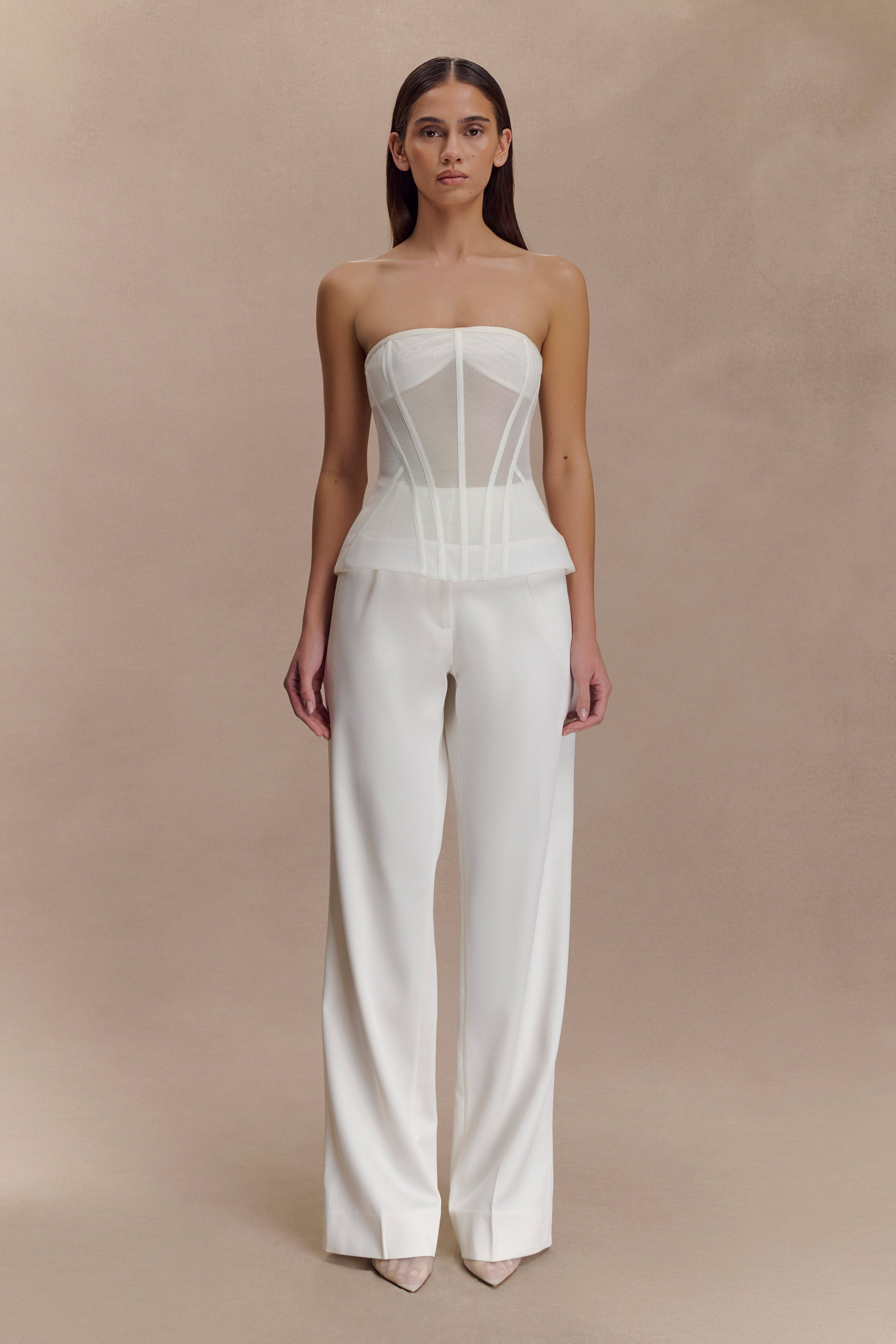 Fatima Satin Straight Leg Pant / White | MESHKI | 3XL Fatima Satin Straight Leg Pant / White | MESHKI | 3XL