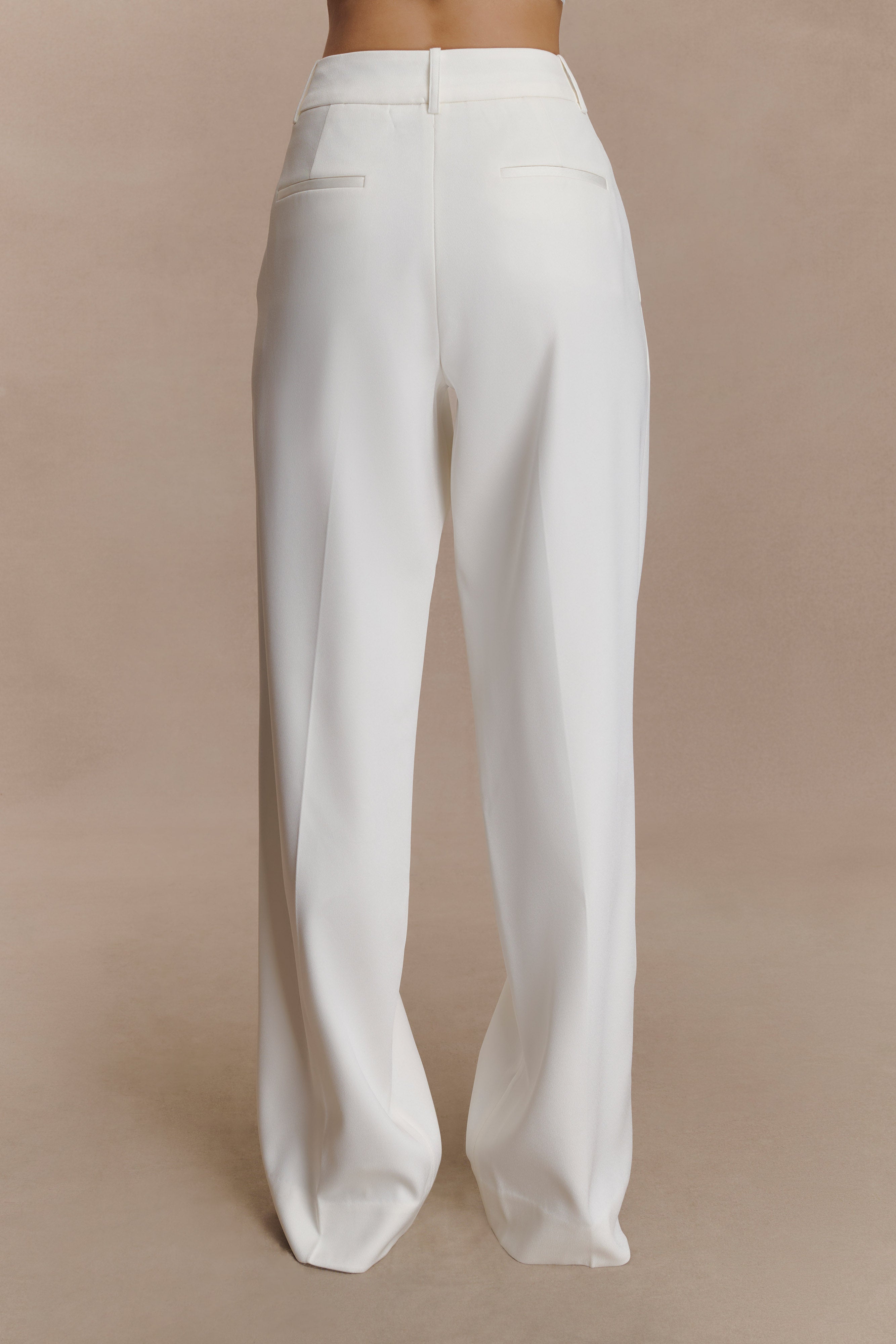 Fatima Satin Straight Leg Pant - White | MESHKI US