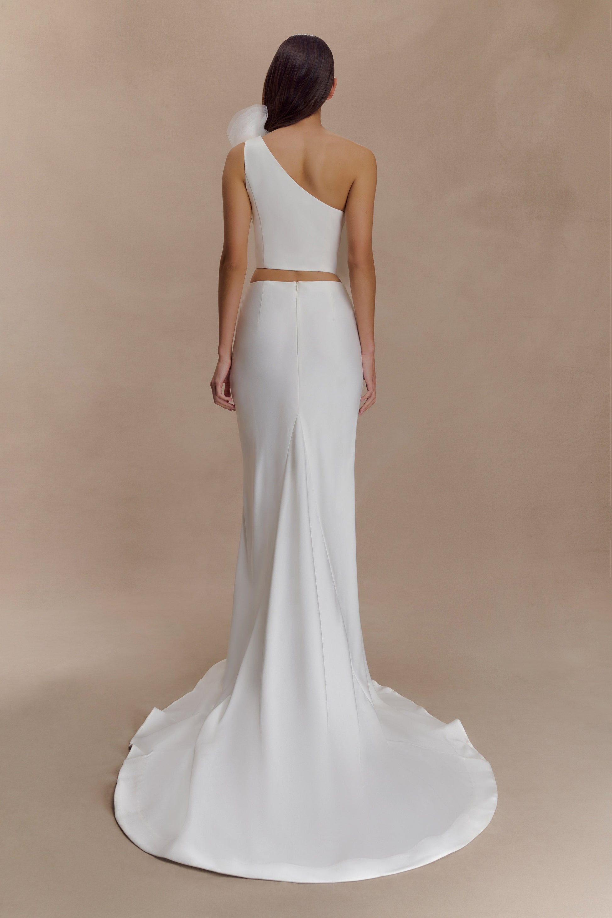 meshki wedding dress Rosella Satin Strapless Maxi Dress / White | MESHKI