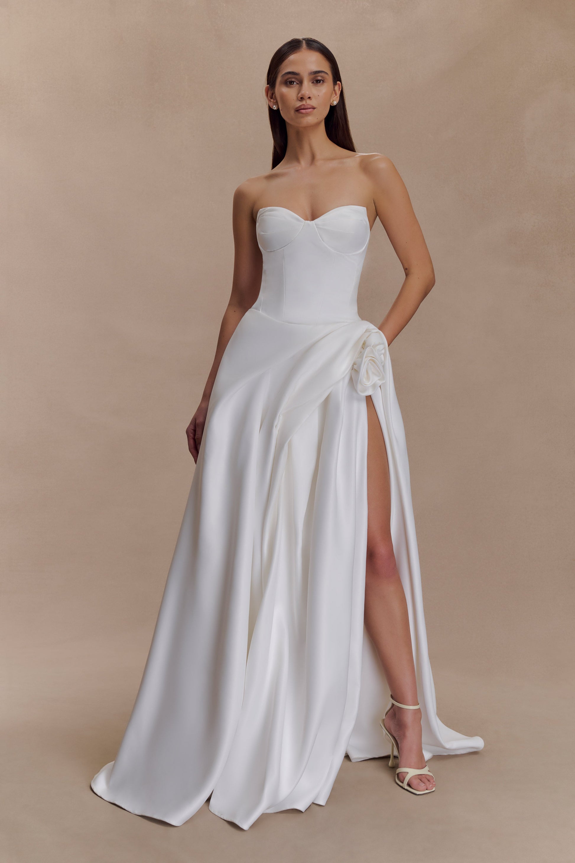 Elizabeth Strapless Corset Maxi Dress - White #6