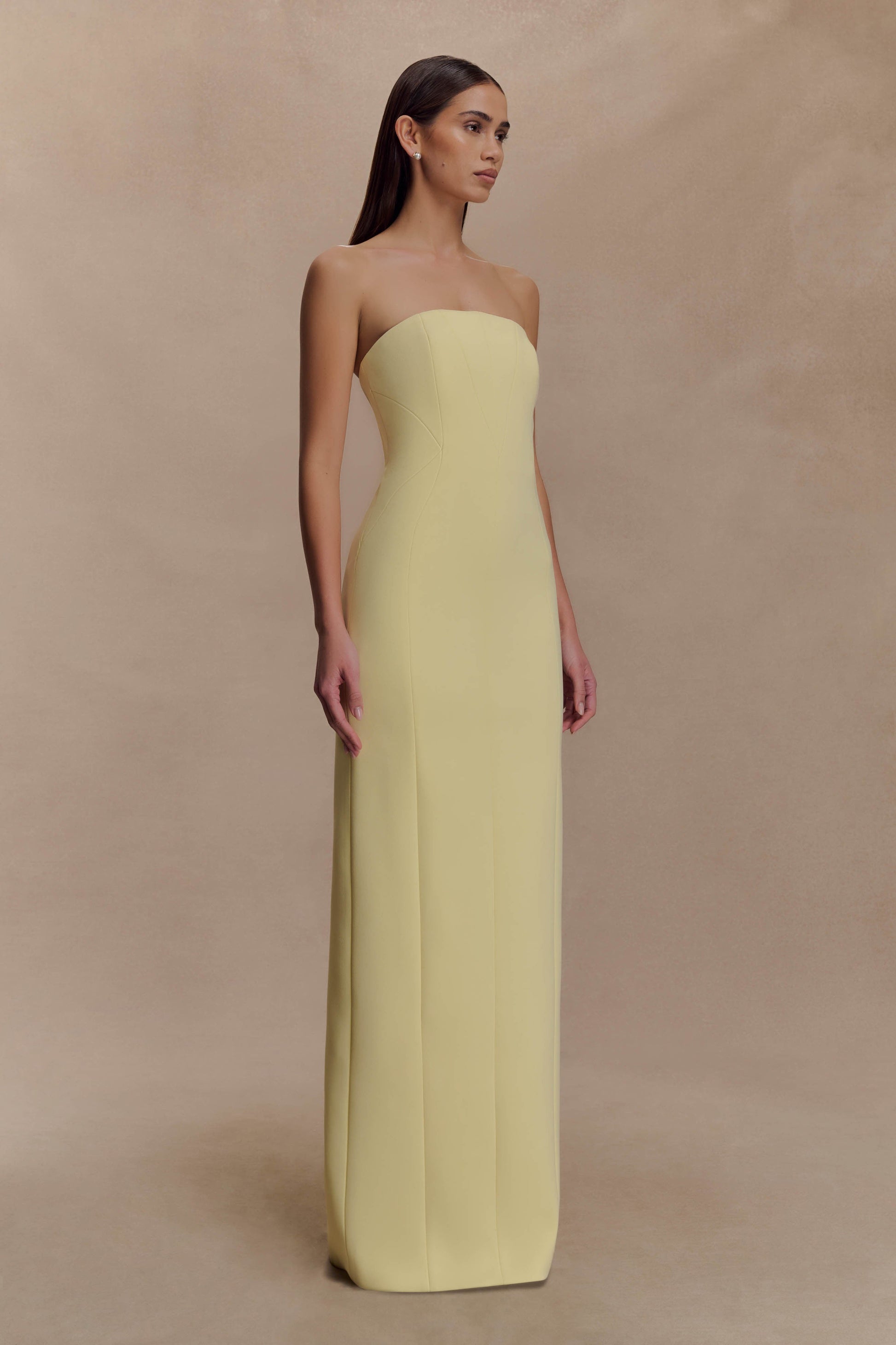 Kalila Strapless Crepe Maxi Dress - Lemon #4