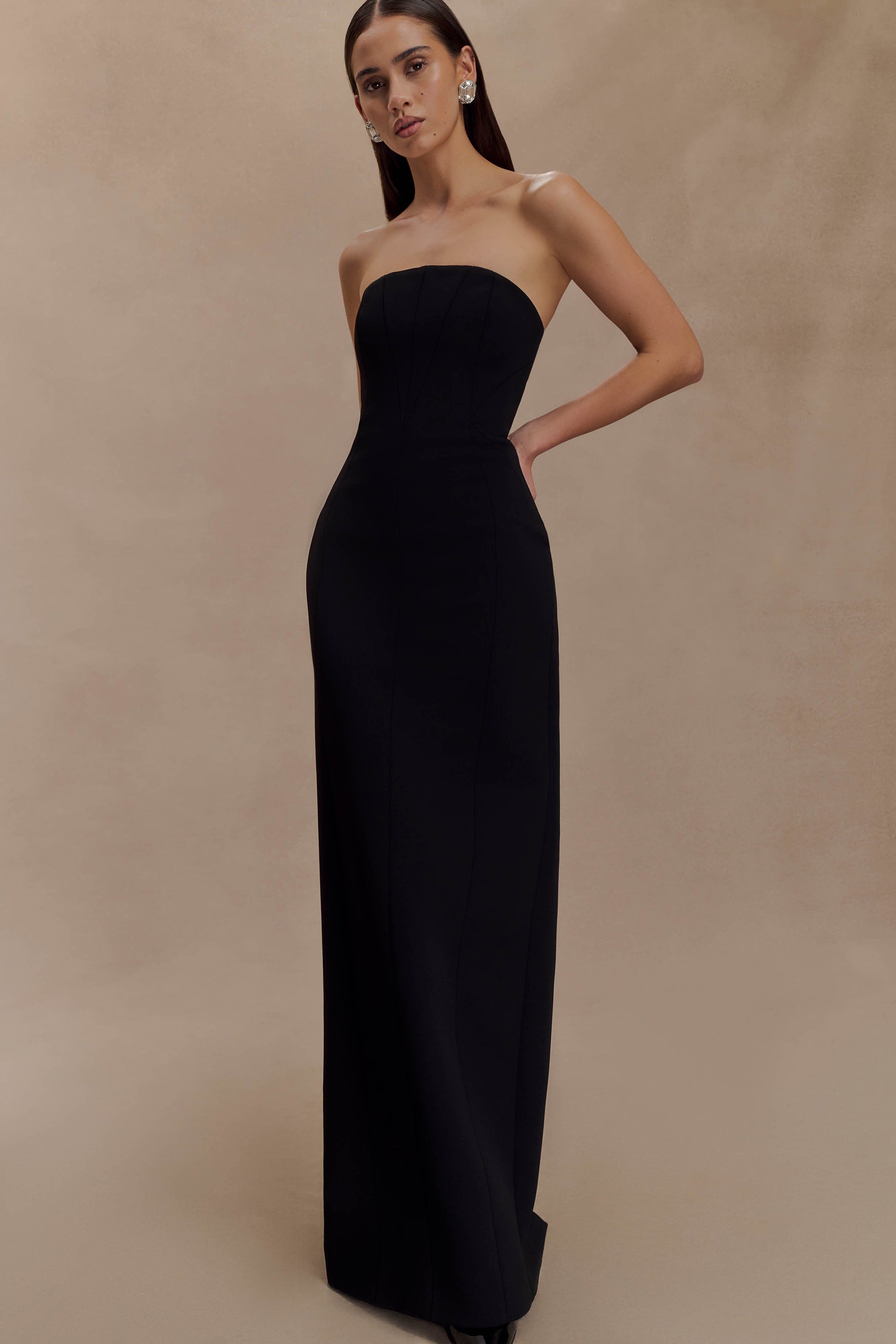 Kalila Strapless Crepe Maxi Dress - Black #4