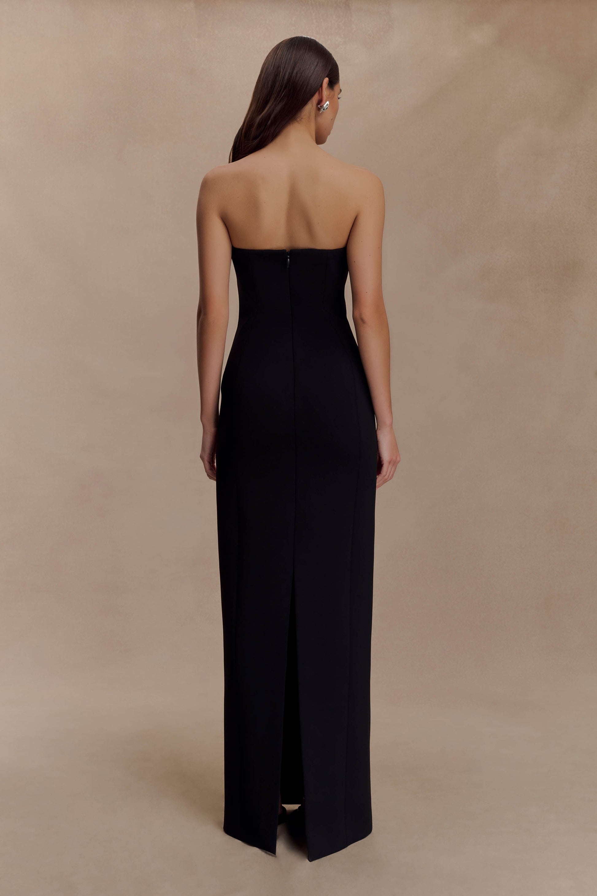 Kalila Strapless Crepe Maxi Dress - Black | MESHKI US Kalila Strapless Crepe Maxi Dress - Black | MESHKI US