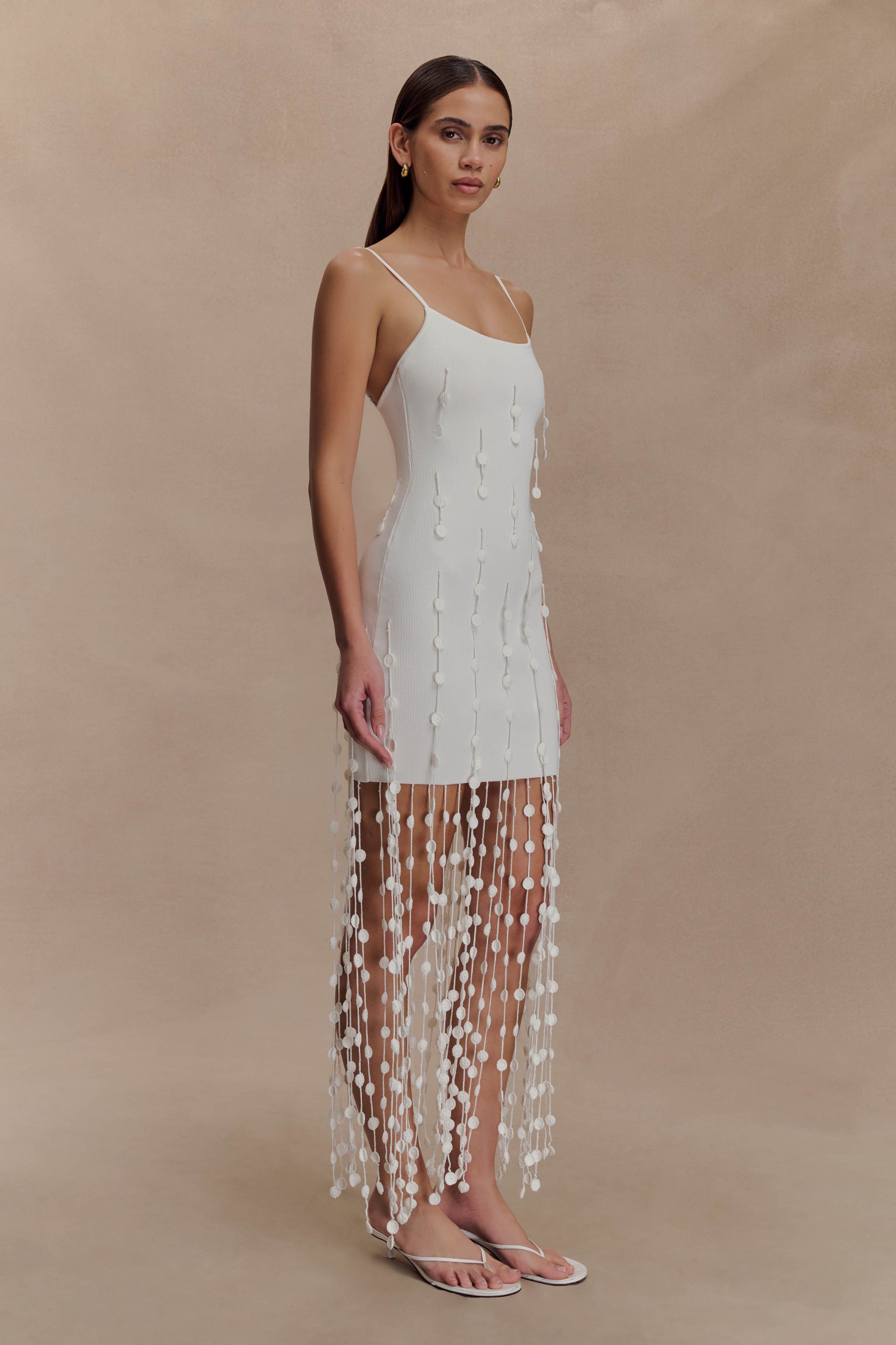 meshki crochet flower dress Suki Knit Maxi Dress With Flowers / Nude | MESHKI