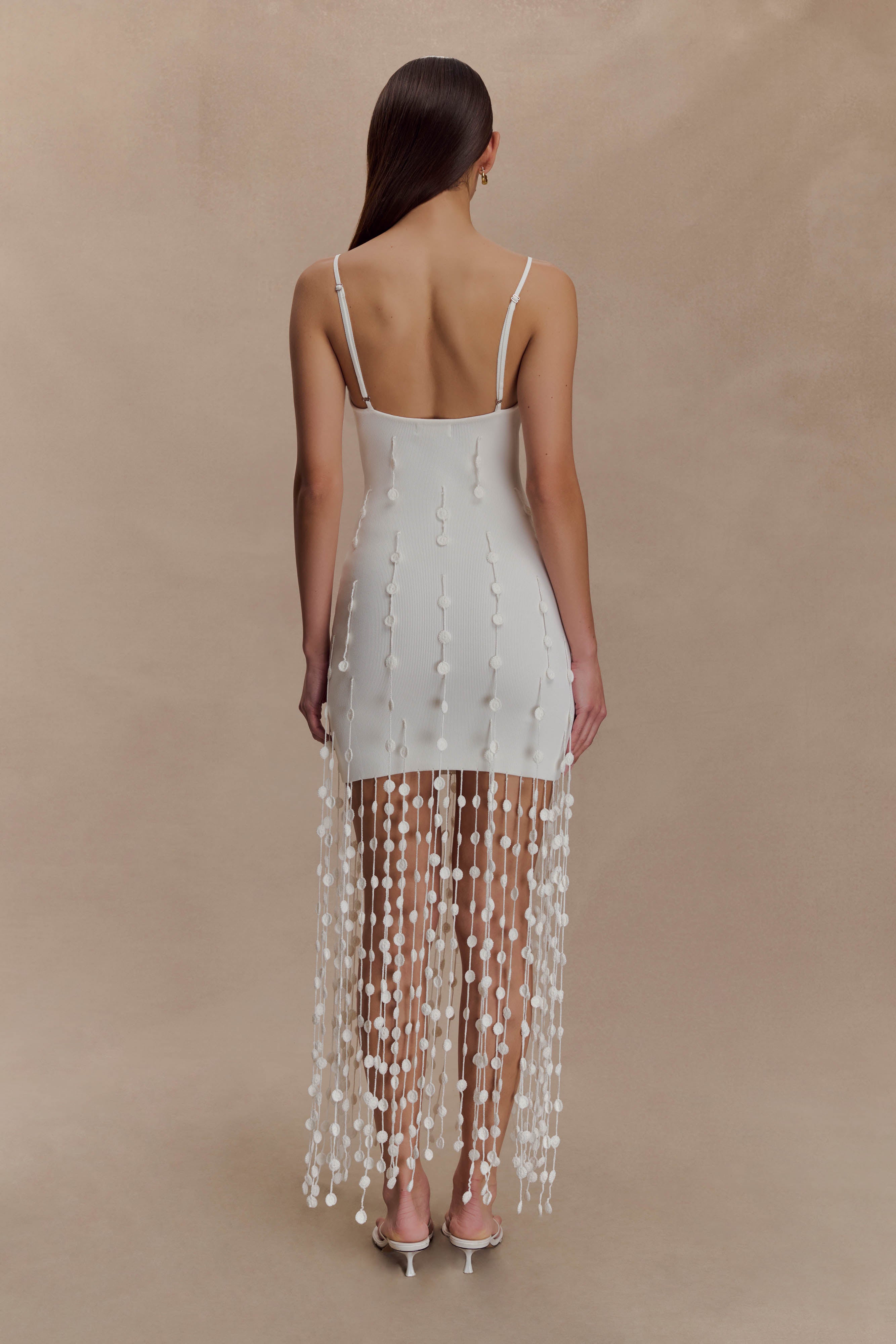 Tove Hand Knit Flower Mini Dress - White | MESHKI US