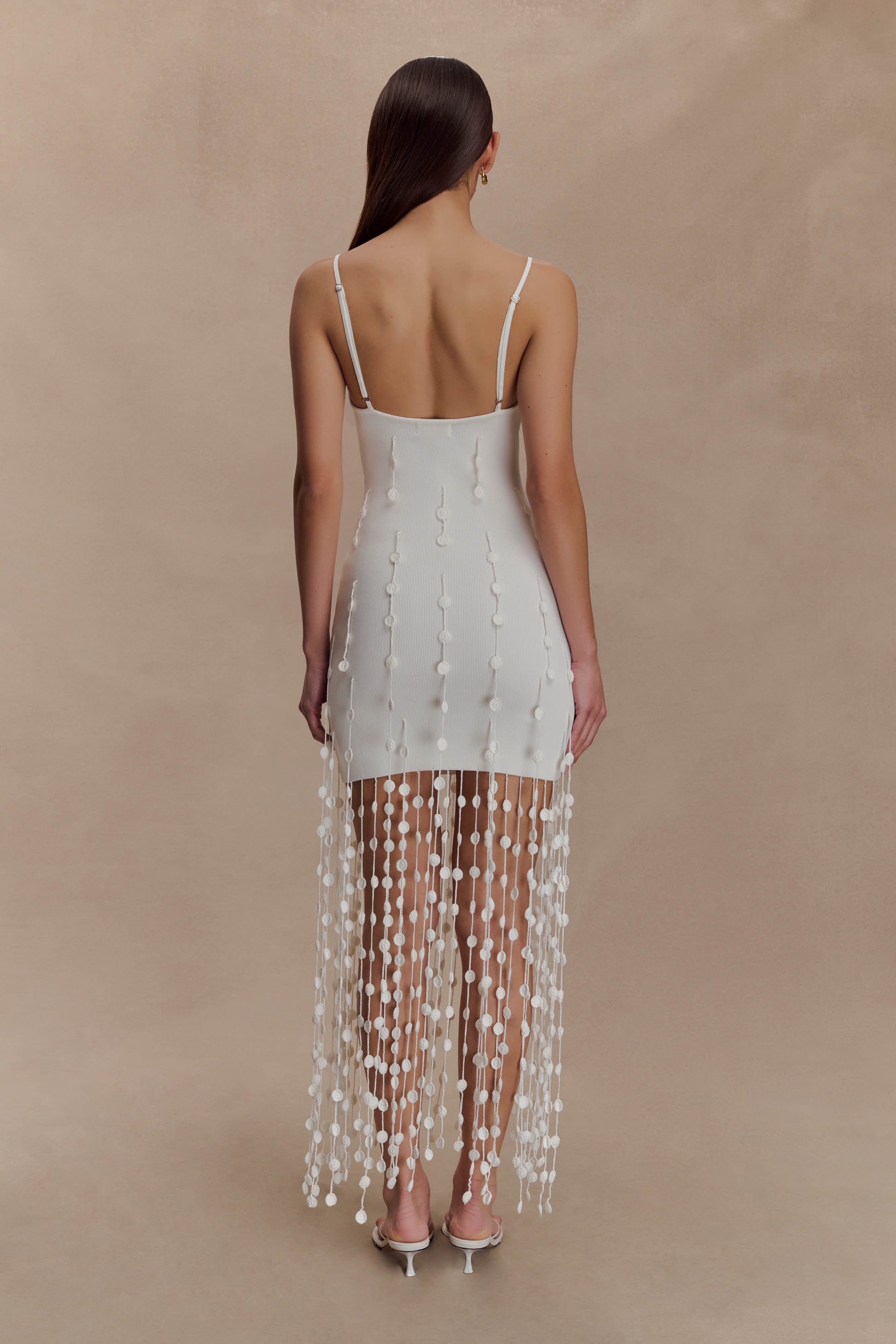 Tove Hand Knit Flower Mini Dress - White #2