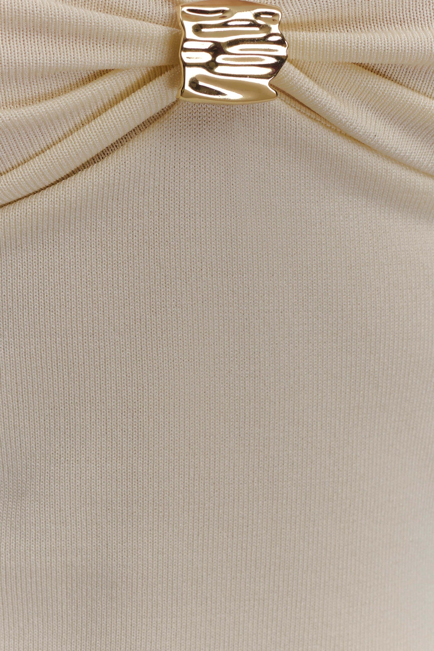 Miraby Front Ruched Knit Long Sleeve Top - Ivory