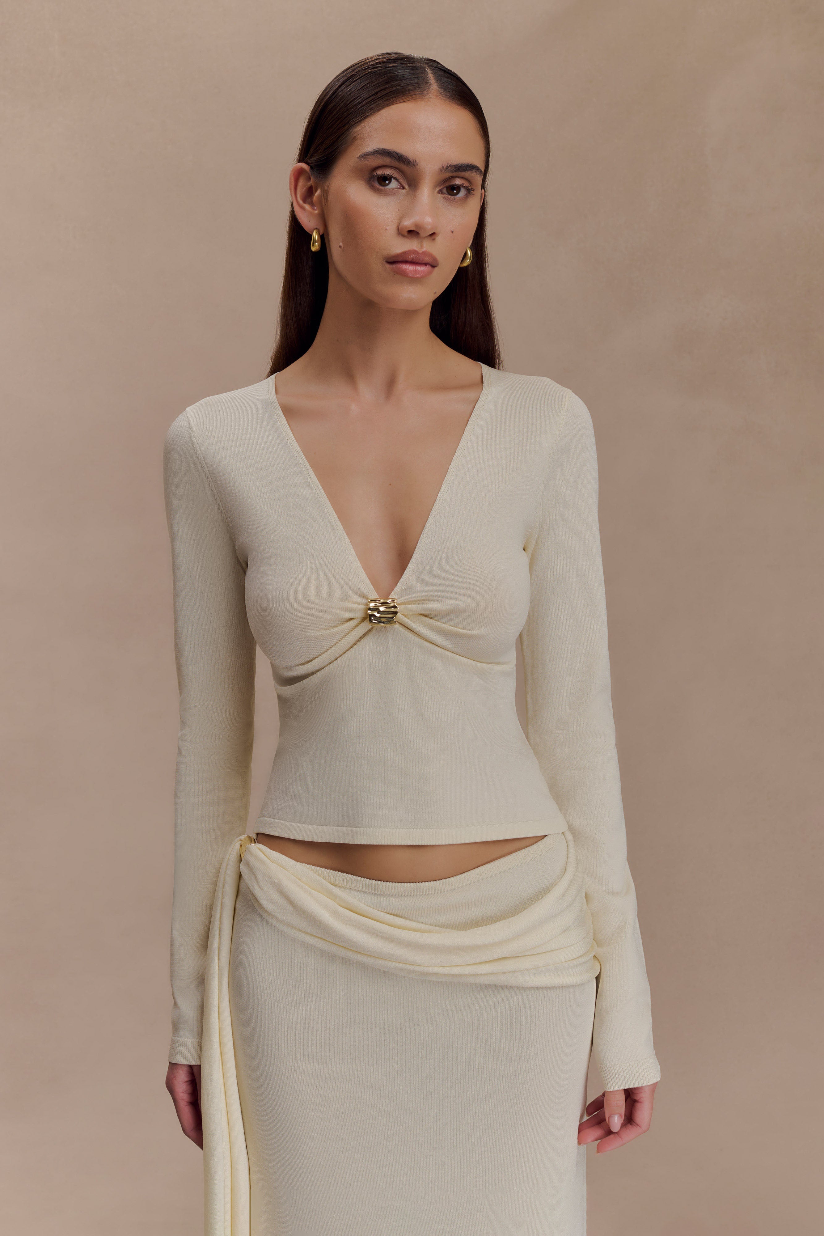 andmary Casey knit tops ivory AM1537 andmary Casey knit tops ivory