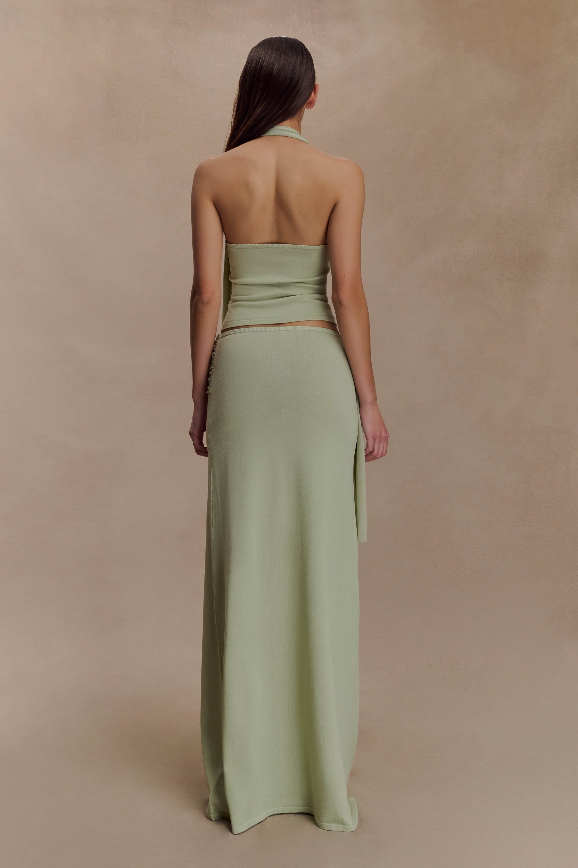 Bowie Low Rise Knit Maxi Skirt - Pastel Green #2