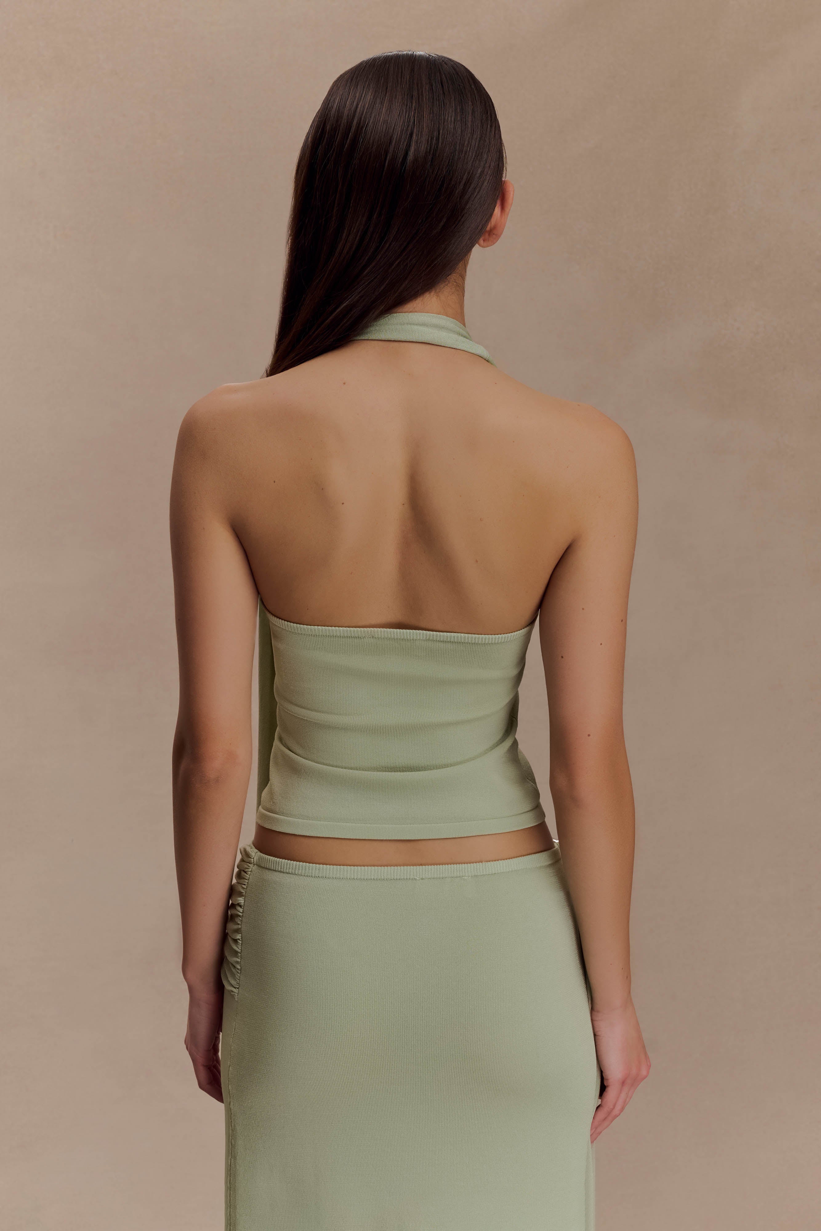 Xanthia Knit Halter Top - Pastel Green | MESHKI US