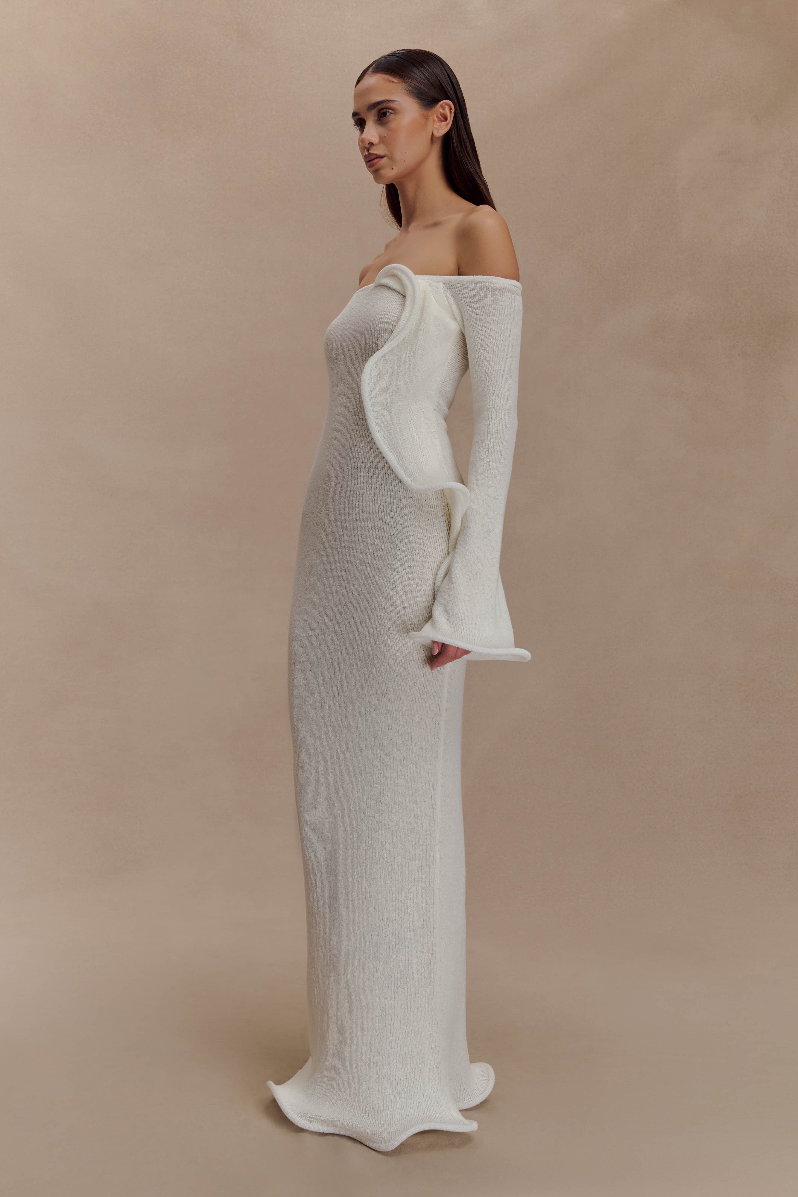 sue off white knit maxi dress Sandrine Shoulder / | MESHKI Scraped-2026-06-04