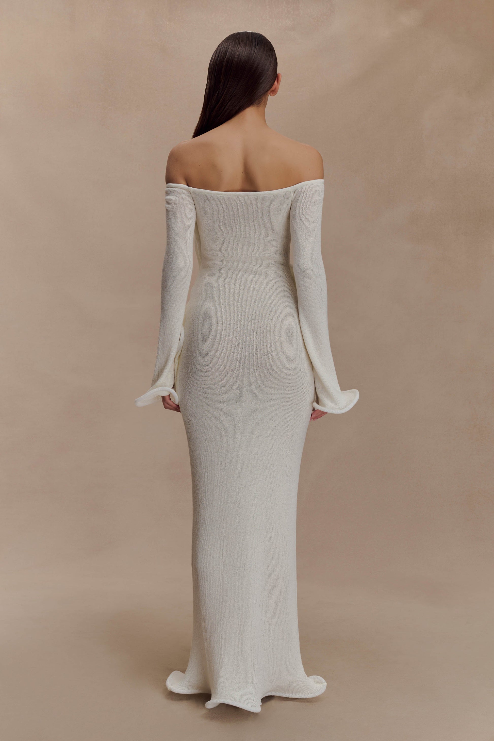 Sandrine Off Shoulder Knit Maxi Dress - White | MESHKI US Sandrine Off Shoulder Knit Maxi Dress - White | MESHKI US