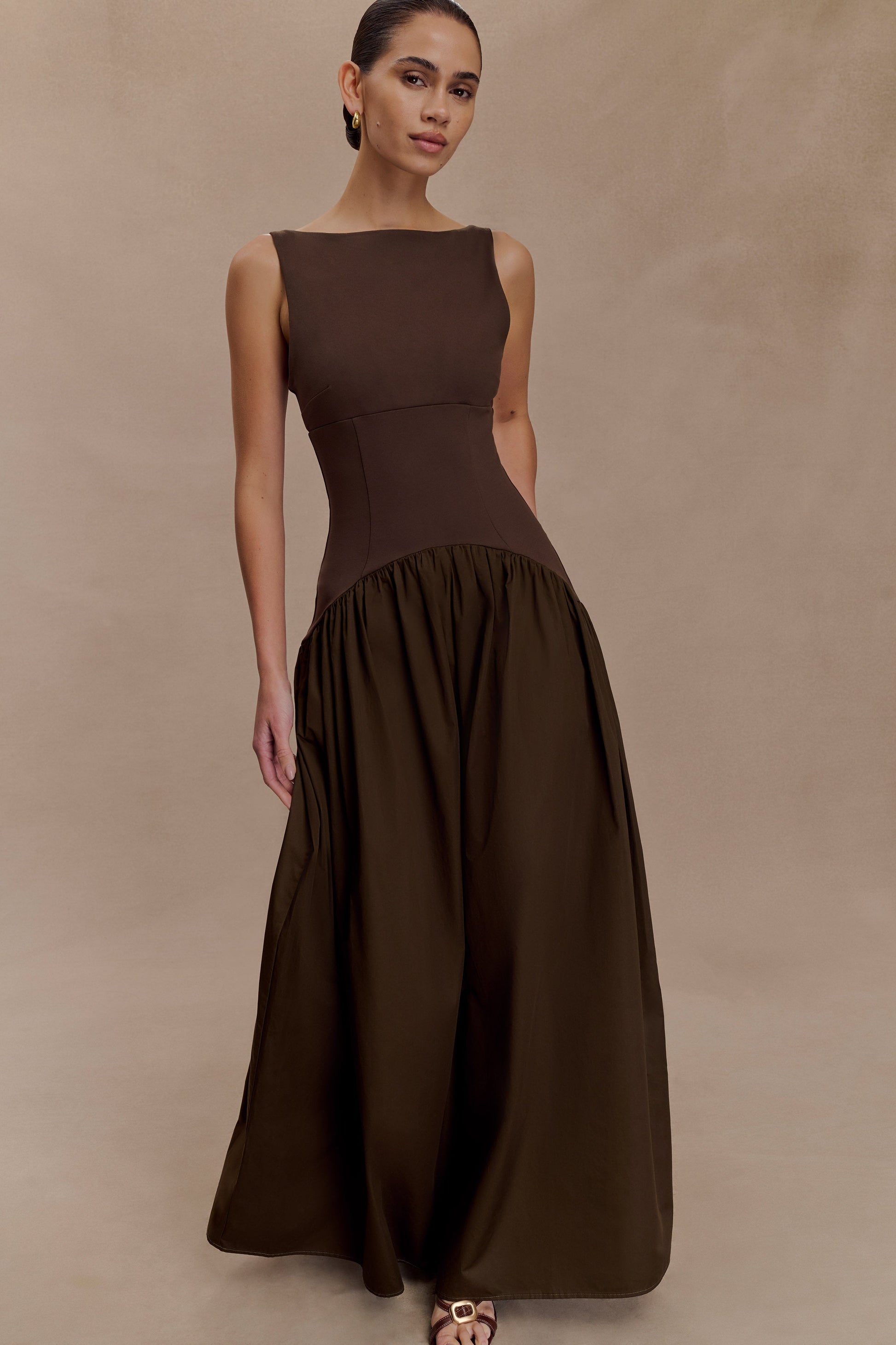 Acacia Contrast Sleeveless Maxi Dress - Chocolate #6