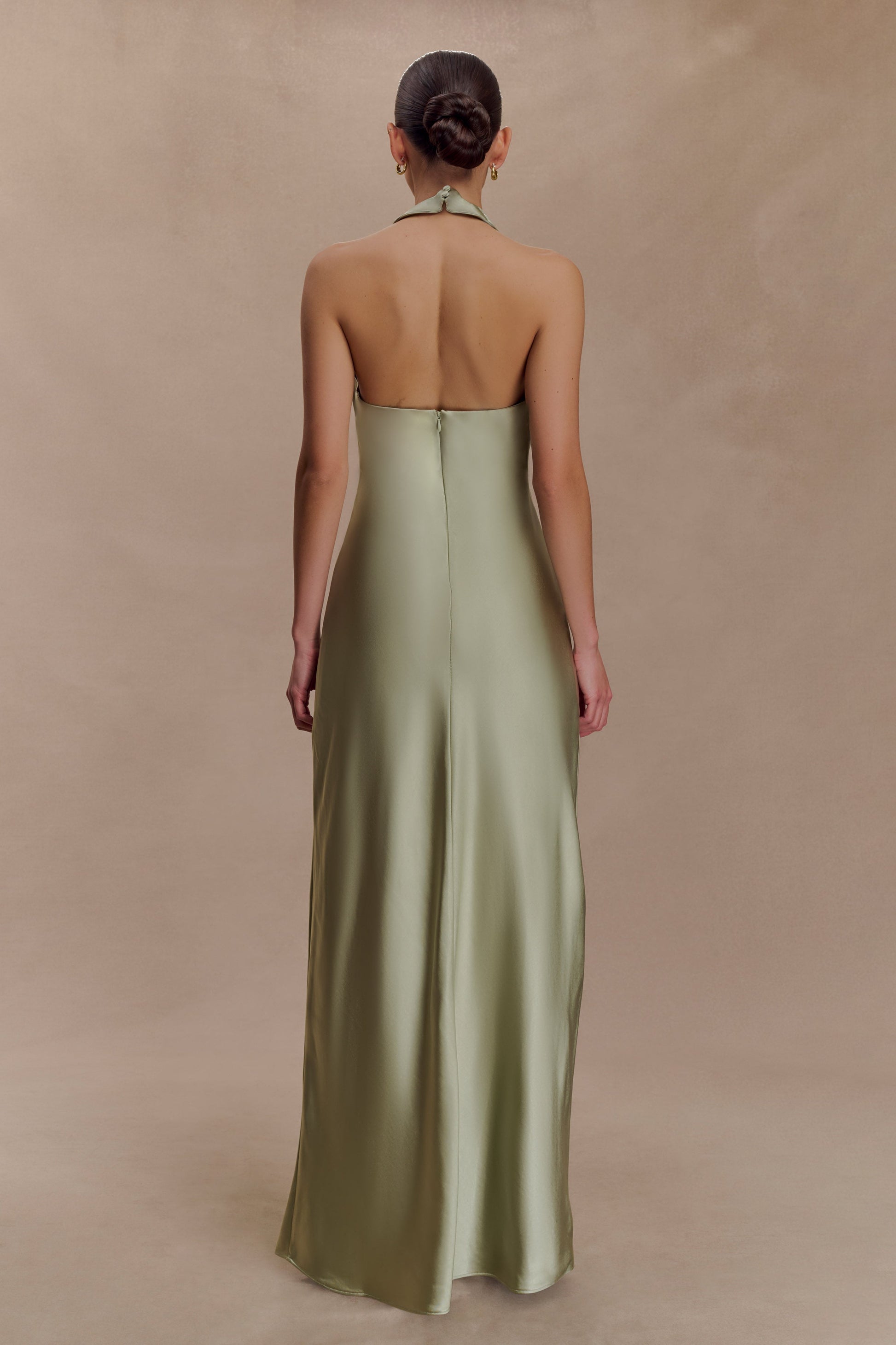 Alice Satin Halter Maxi Dress - Sage #4