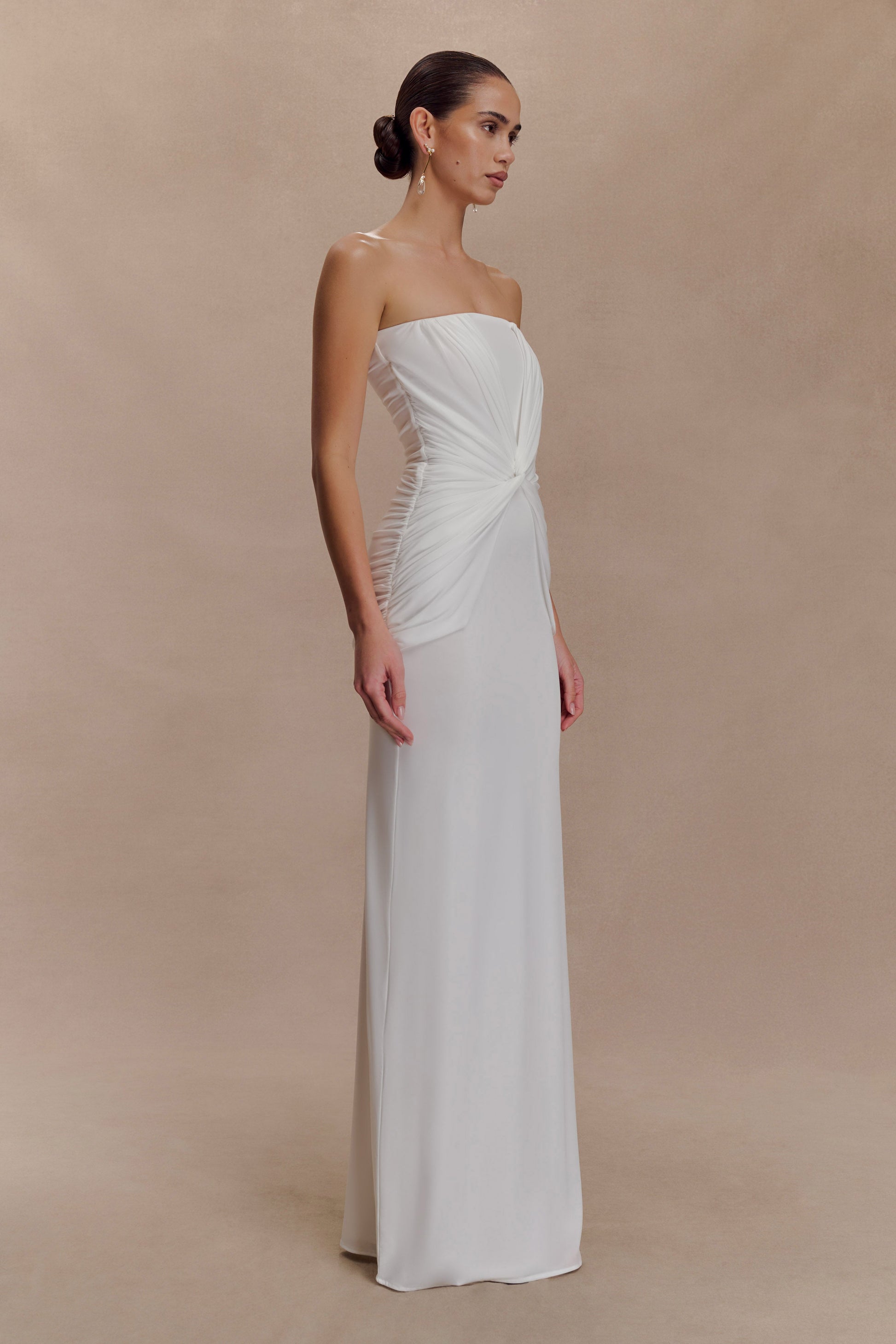 Mirren Strapless Slinky Maxi Dress - White #4