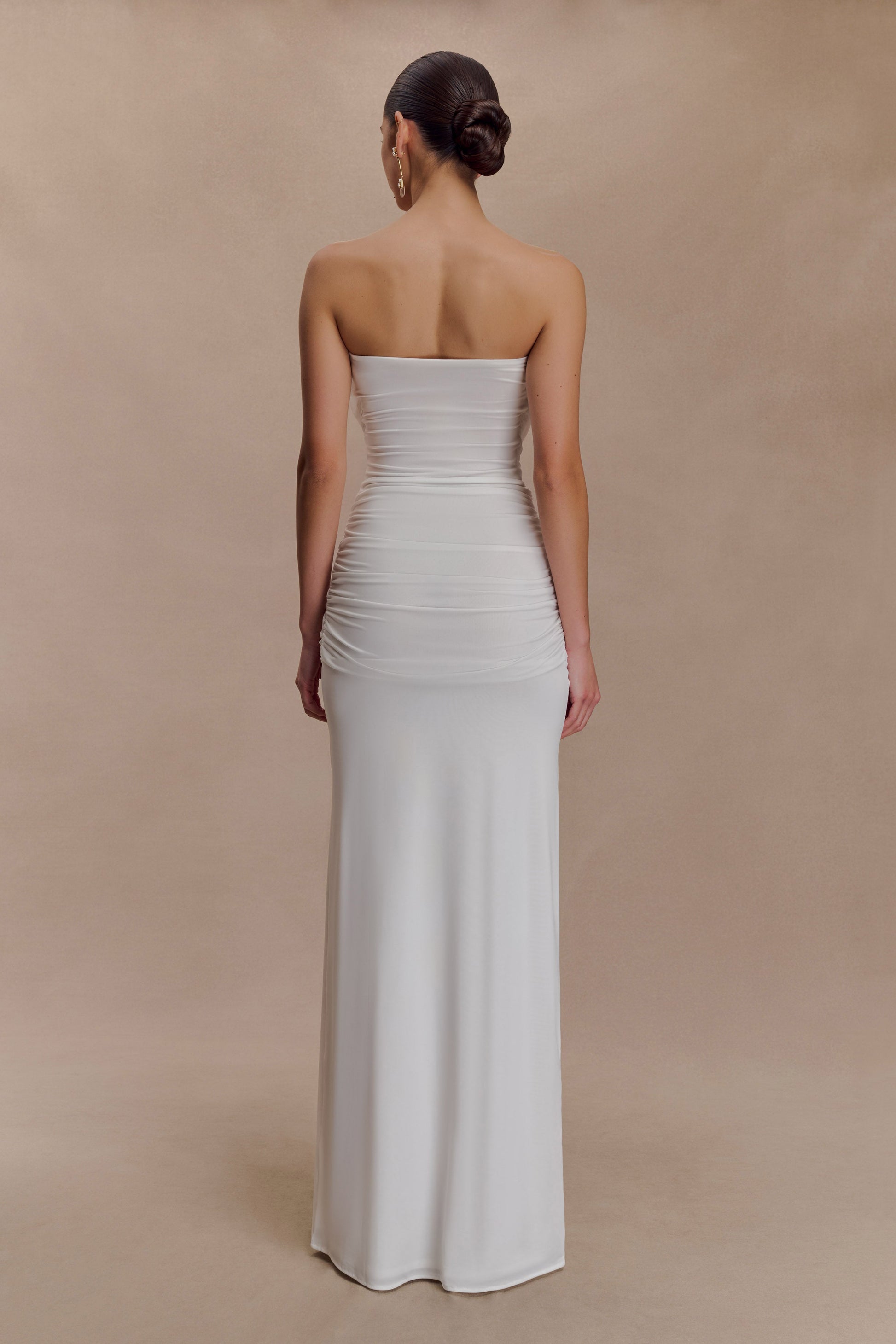 Mirren Strapless Slinky Maxi Dress - White #2