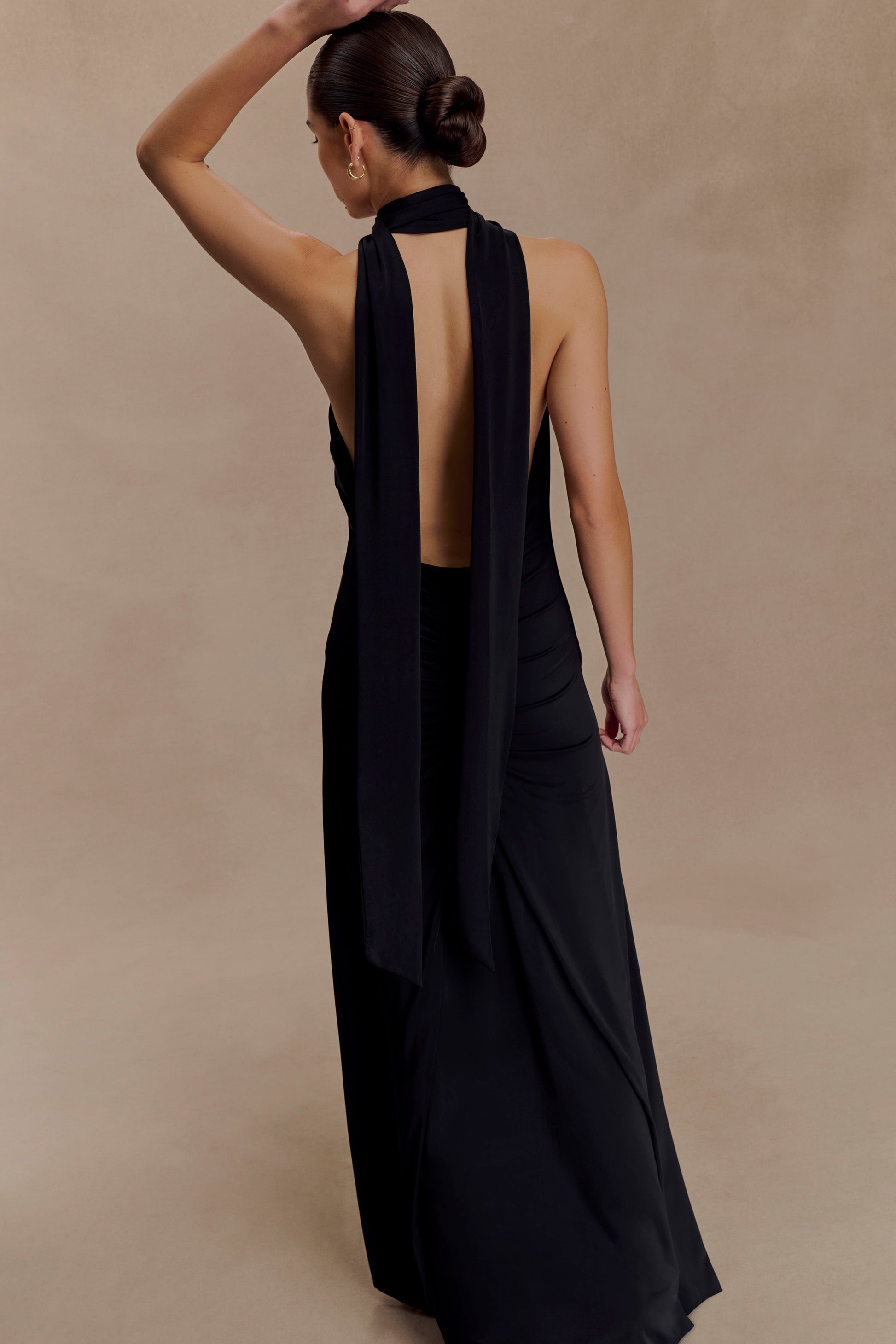 Juliet Slinky Maxi Dress with Scarf / Black | Meshki | 3XL Juliet Slinky Maxi Dress with Scarf / Black | Meshki | 3XL