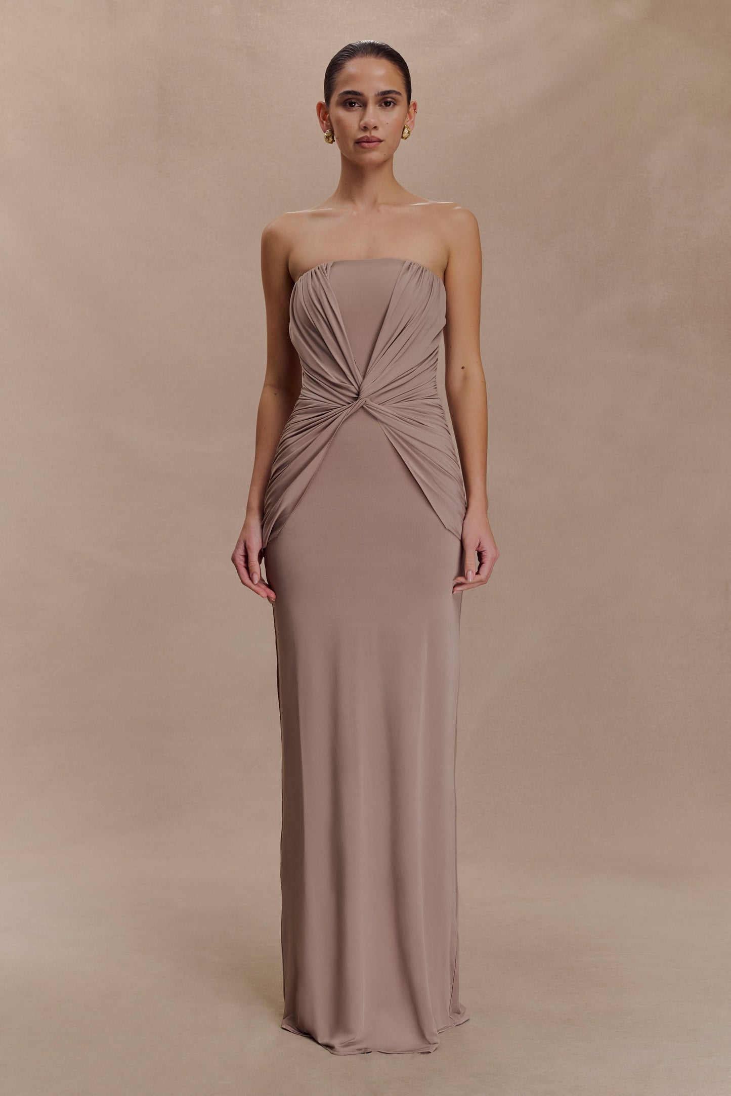 Mirren Strapless Slinky Maxi Dress / Bronze | MESHKI | 3XL Mirren Strapless Slinky Maxi Dress / Bronze | MESHKI | 3XL