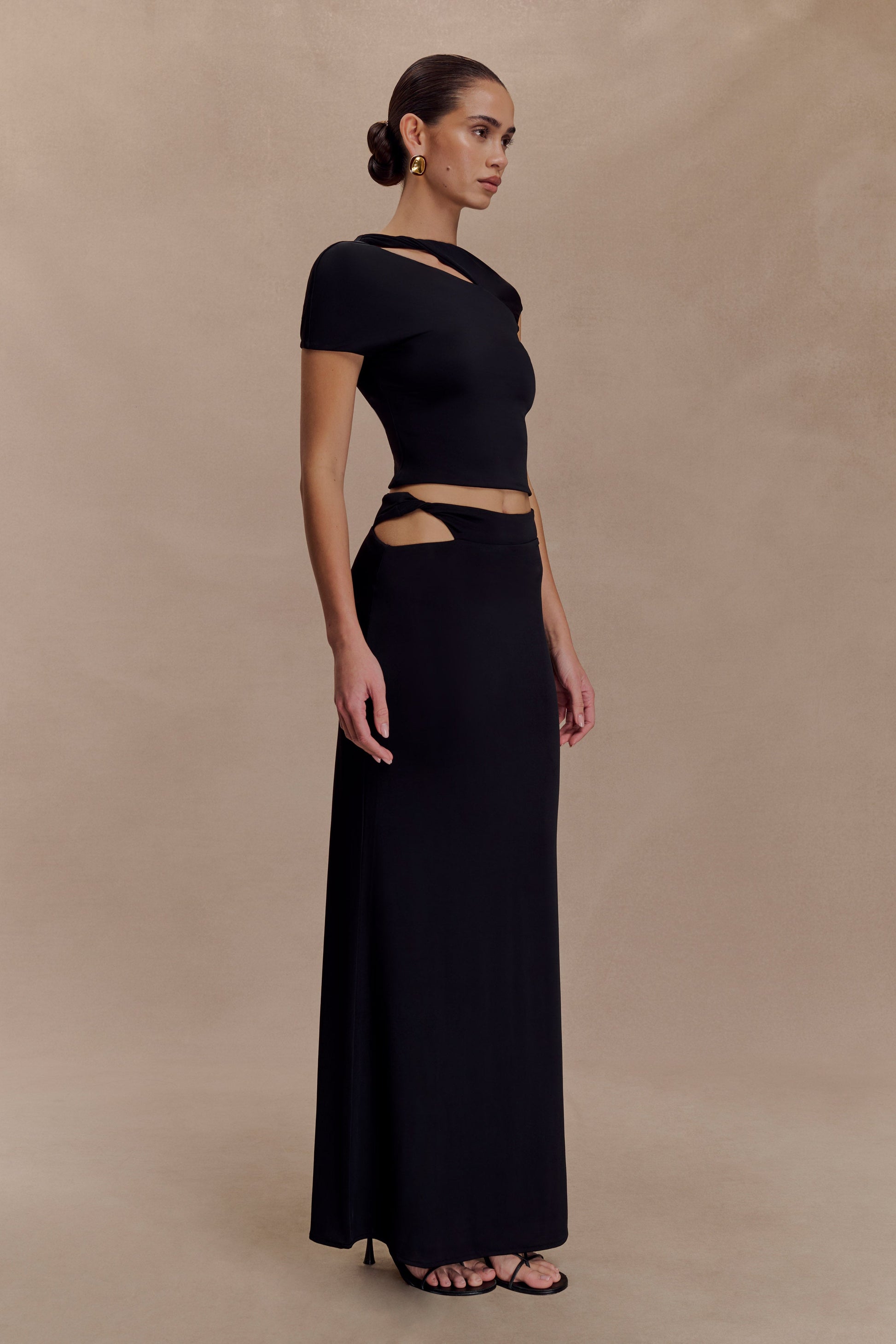 Haven Slinky Twist Midi Skirt - Black #4