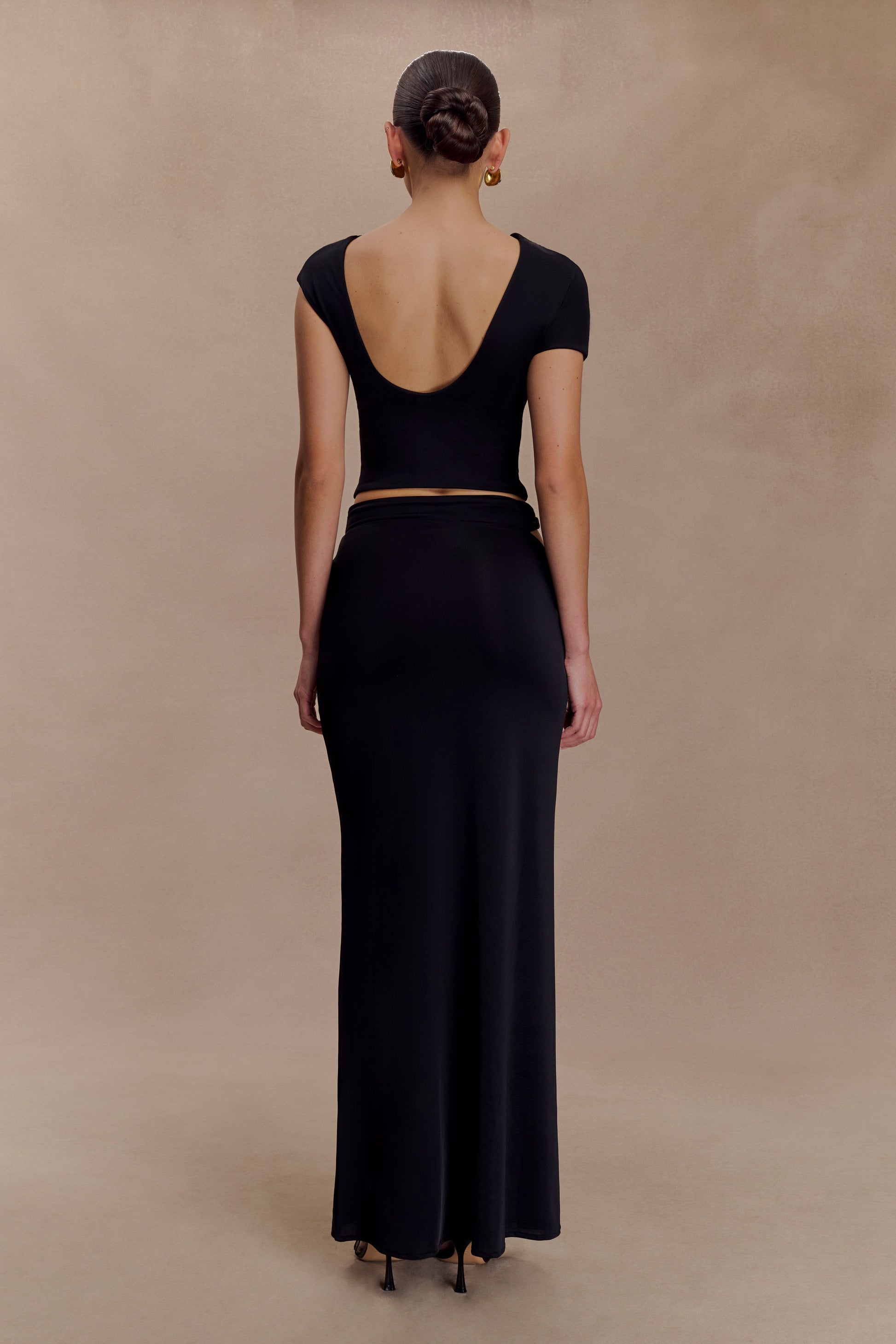 Haven Slinky Twist Midi Skirt - Black #3