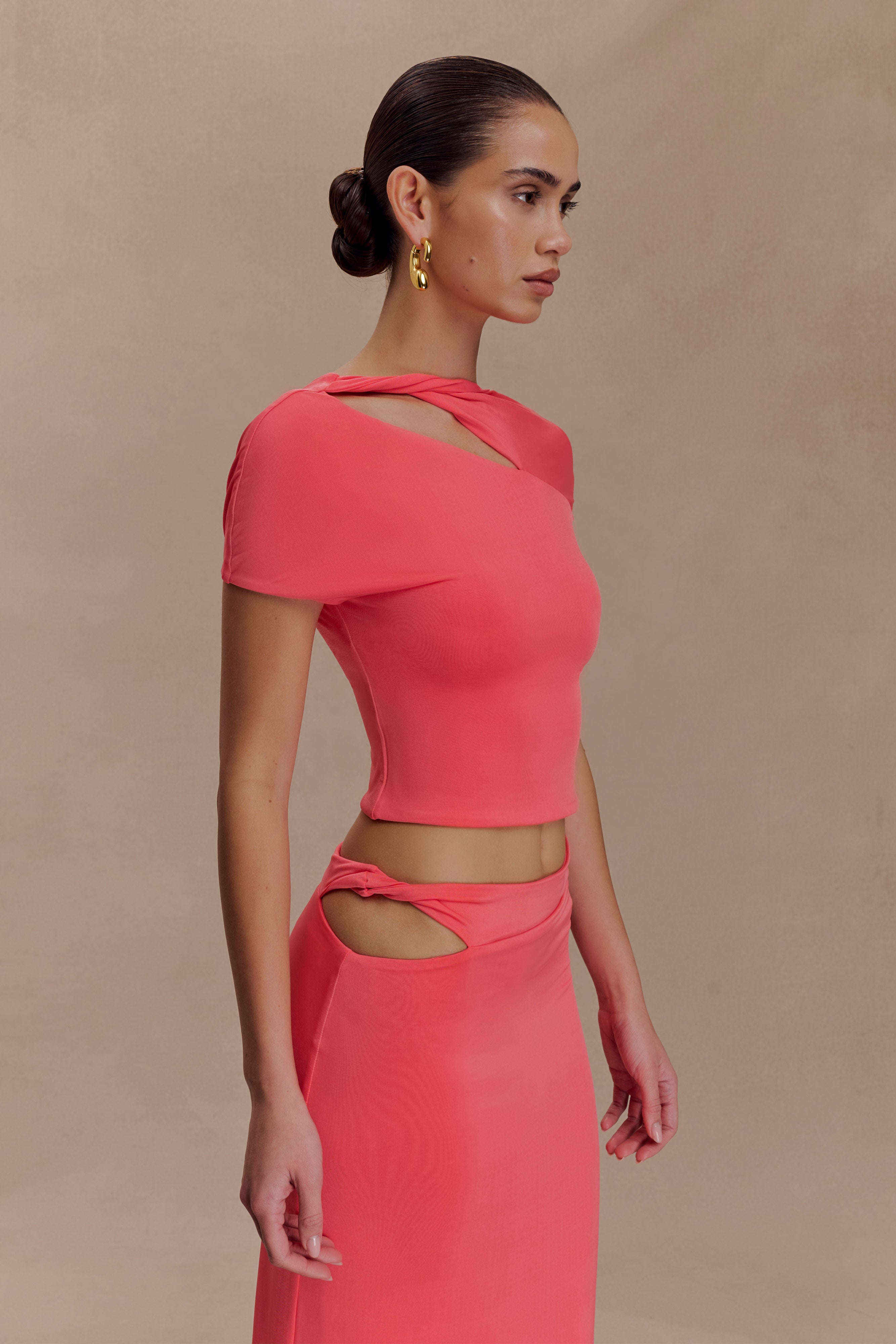 Haven Slinky Twist Top - Coral | MESHKI US