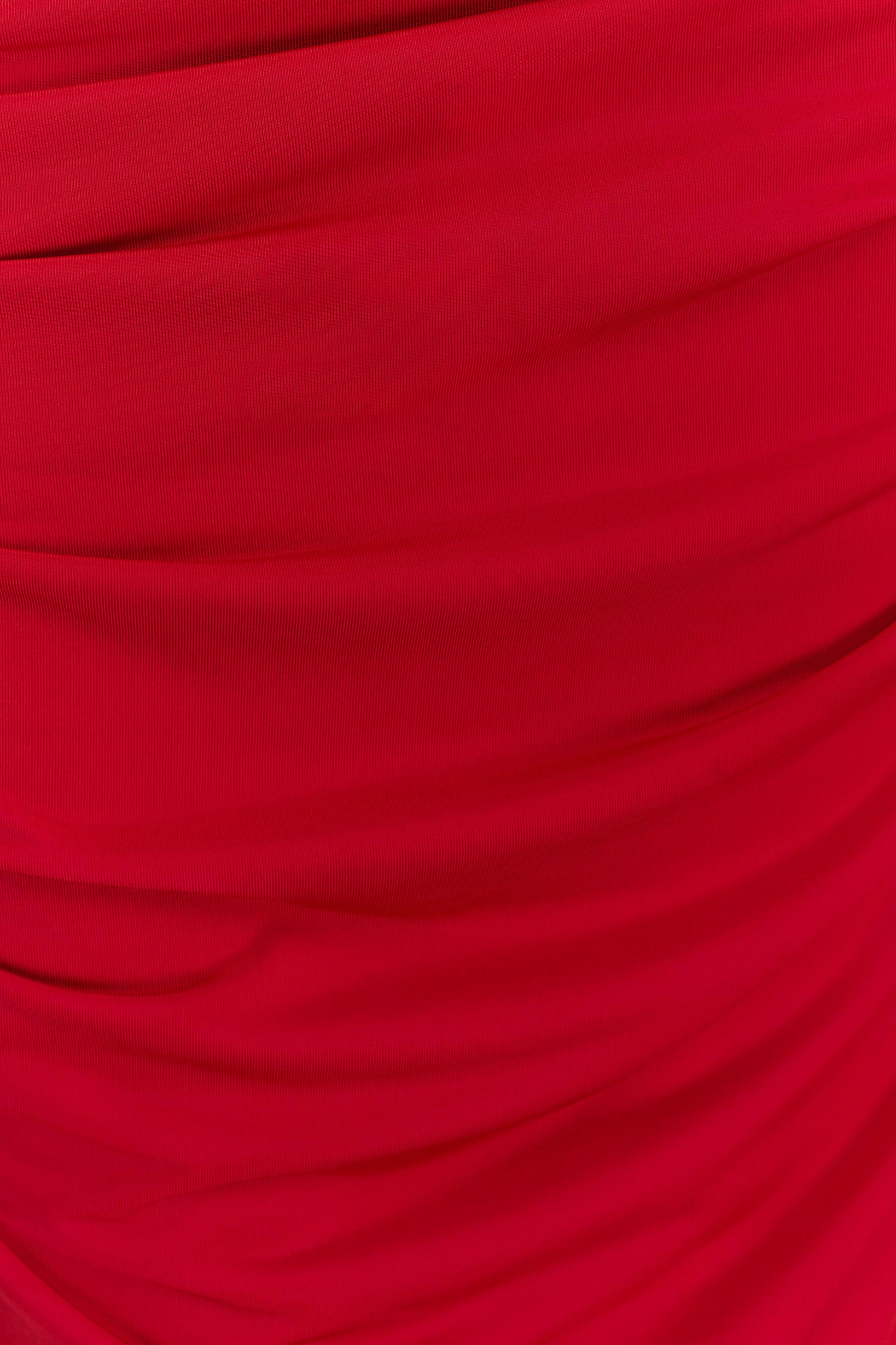 Amandine Ruched Slinky Maxi Dress - Ruby | MESHKI US Amandine Ruched Slinky Maxi Dress - Ruby | MESHKI US