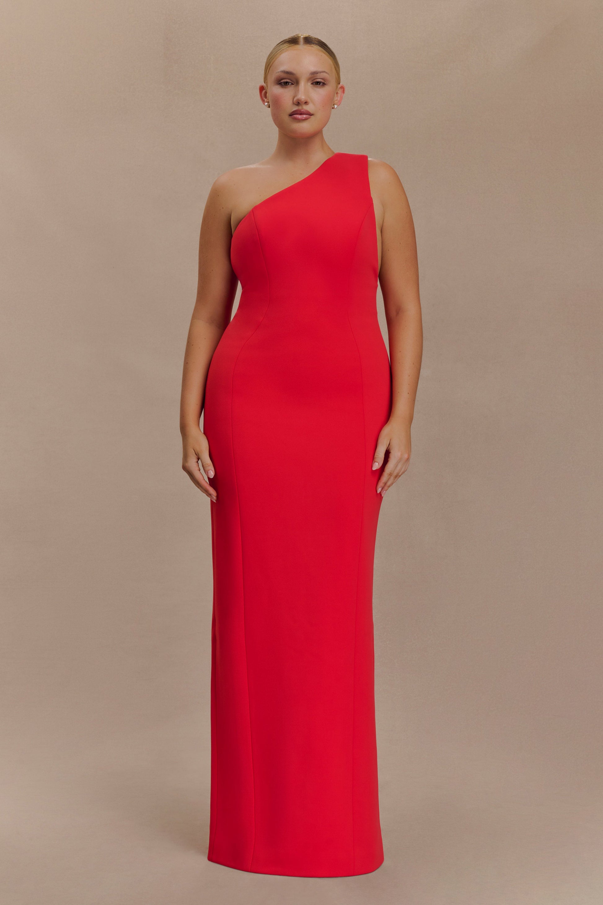 Milena One Shoulder Crepe Maxi Dress / Red | MESHKI | XL Milena One Shoulder Crepe Maxi Dress / Red | MESHKI | XL