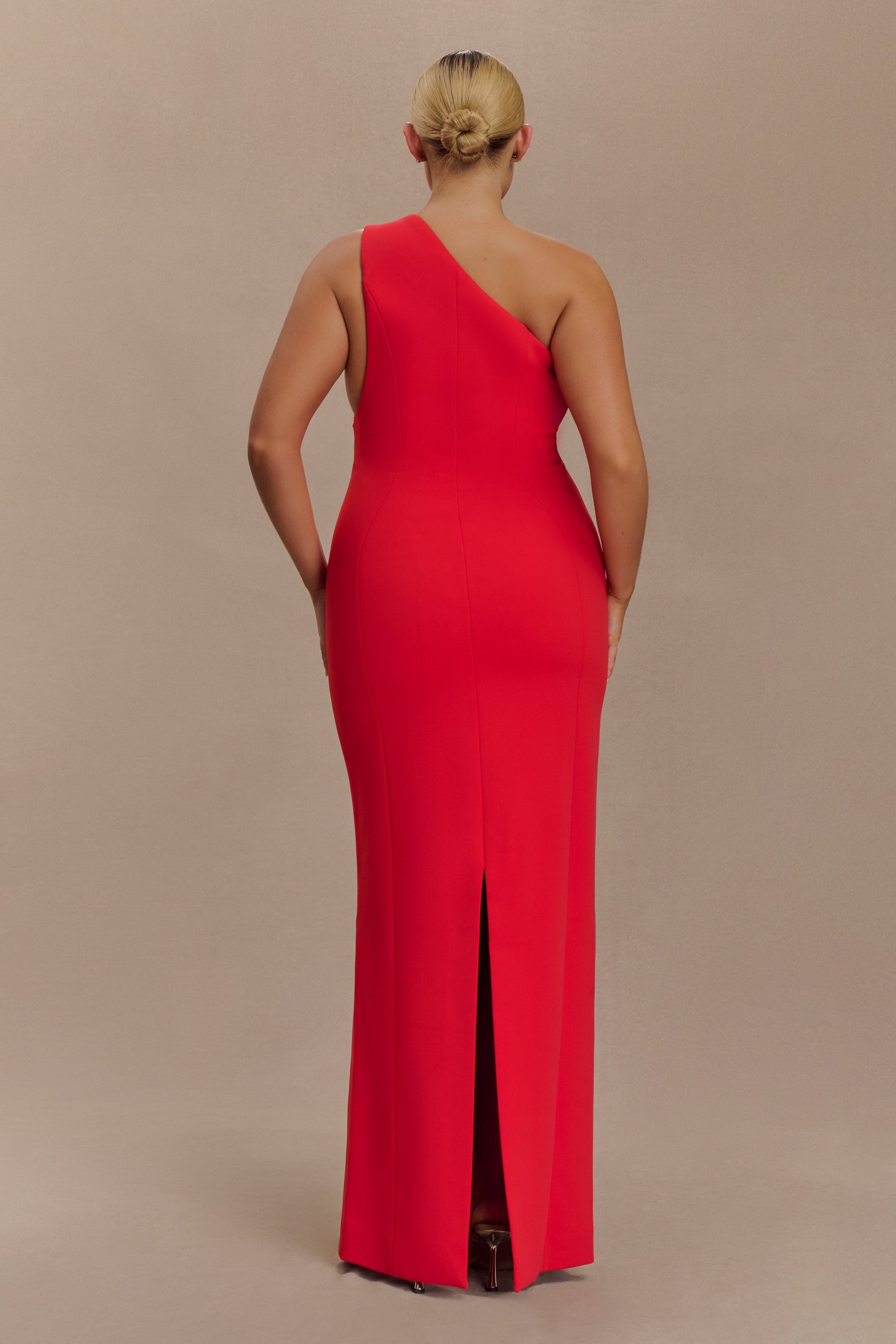 Milena One Shoulder Crepe Maxi Dress - Red #5