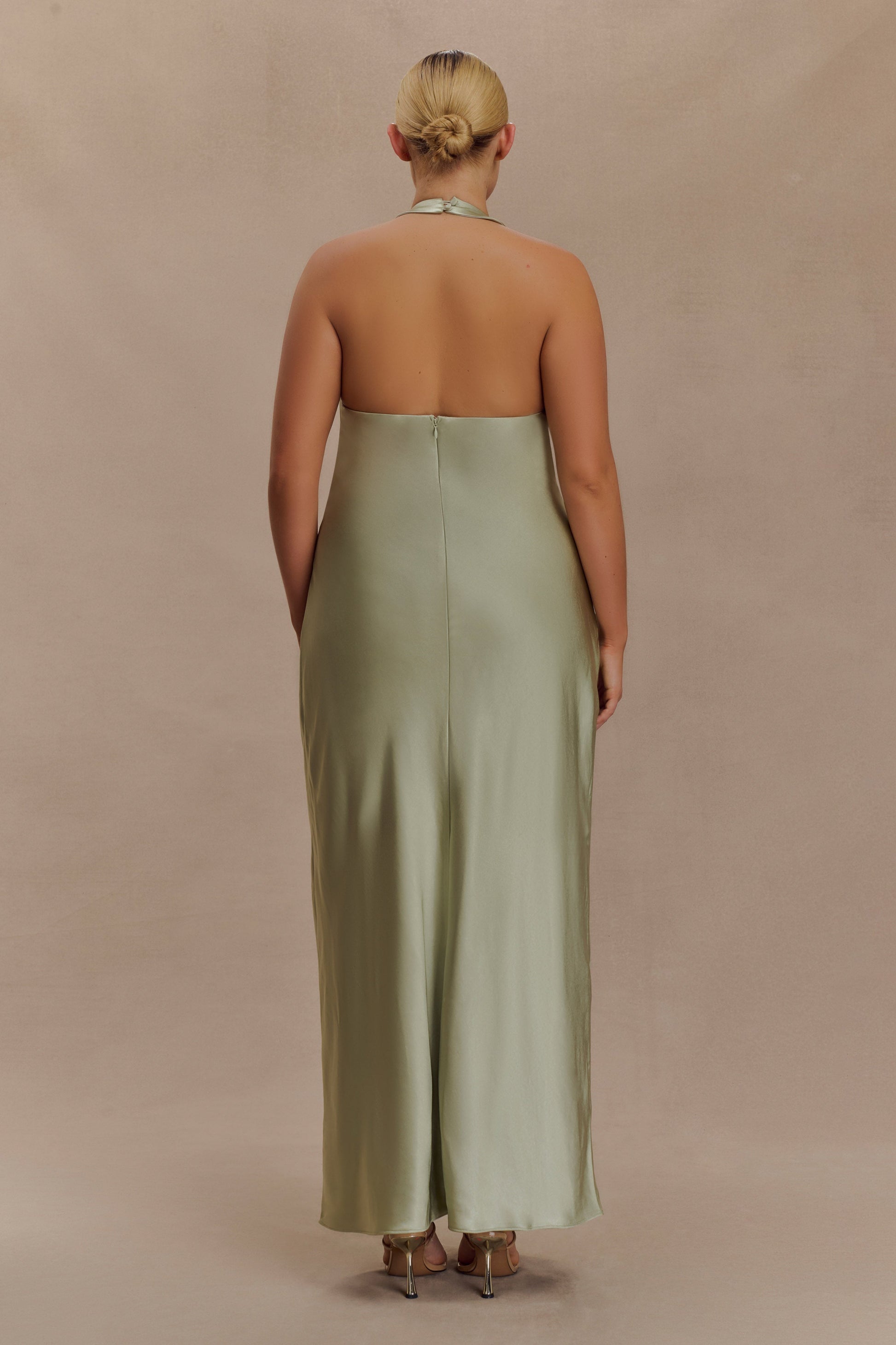 Alice Satin Halter Maxi Dress / Sage | MESHKI | XL Alice Satin Halter Maxi Dress / Sage | MESHKI | XL
