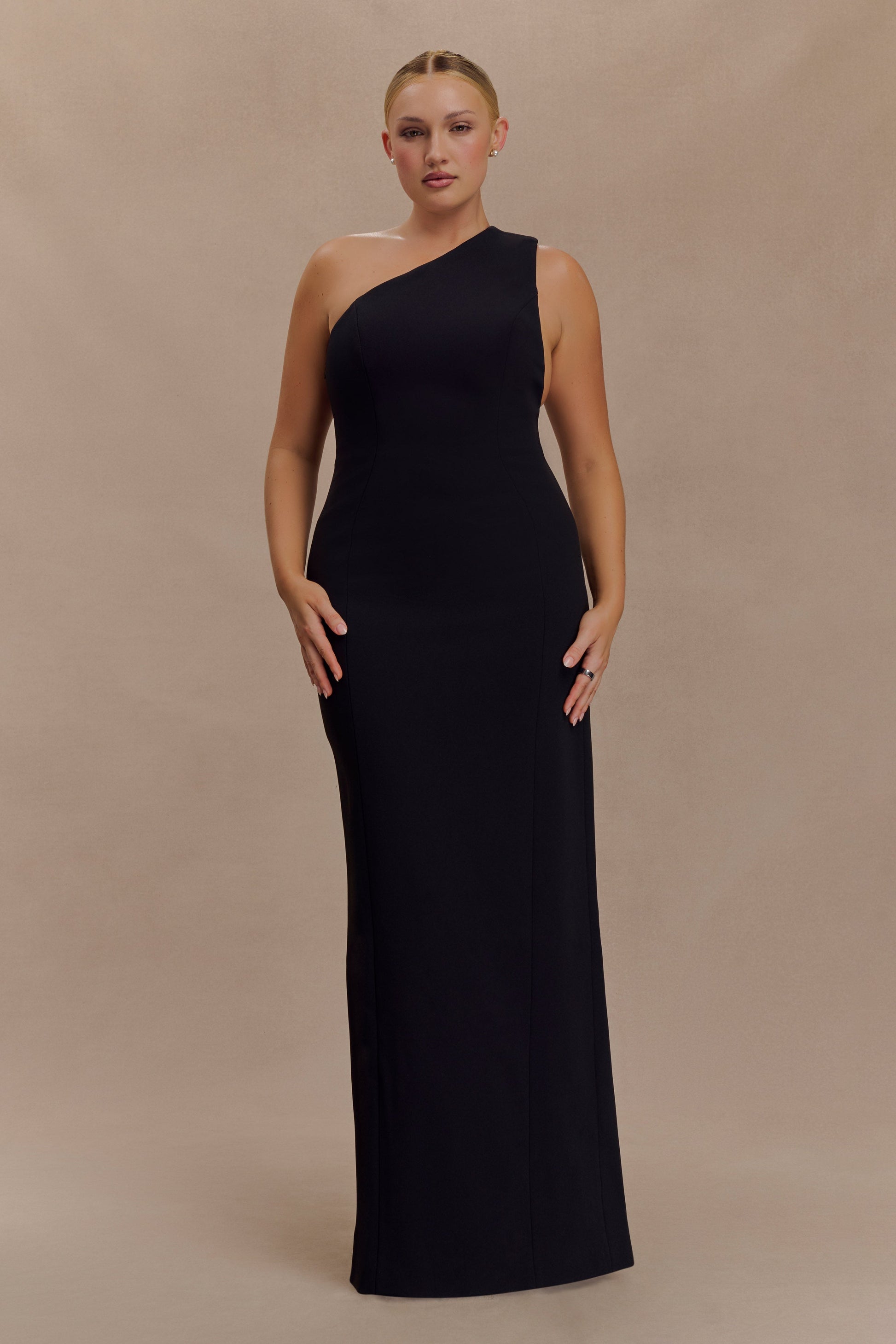 Milena One Shoulder Crepe Maxi Dress - Black | MESHKI US Milena One Shoulder Crepe Maxi Dress - Black | MESHKI US