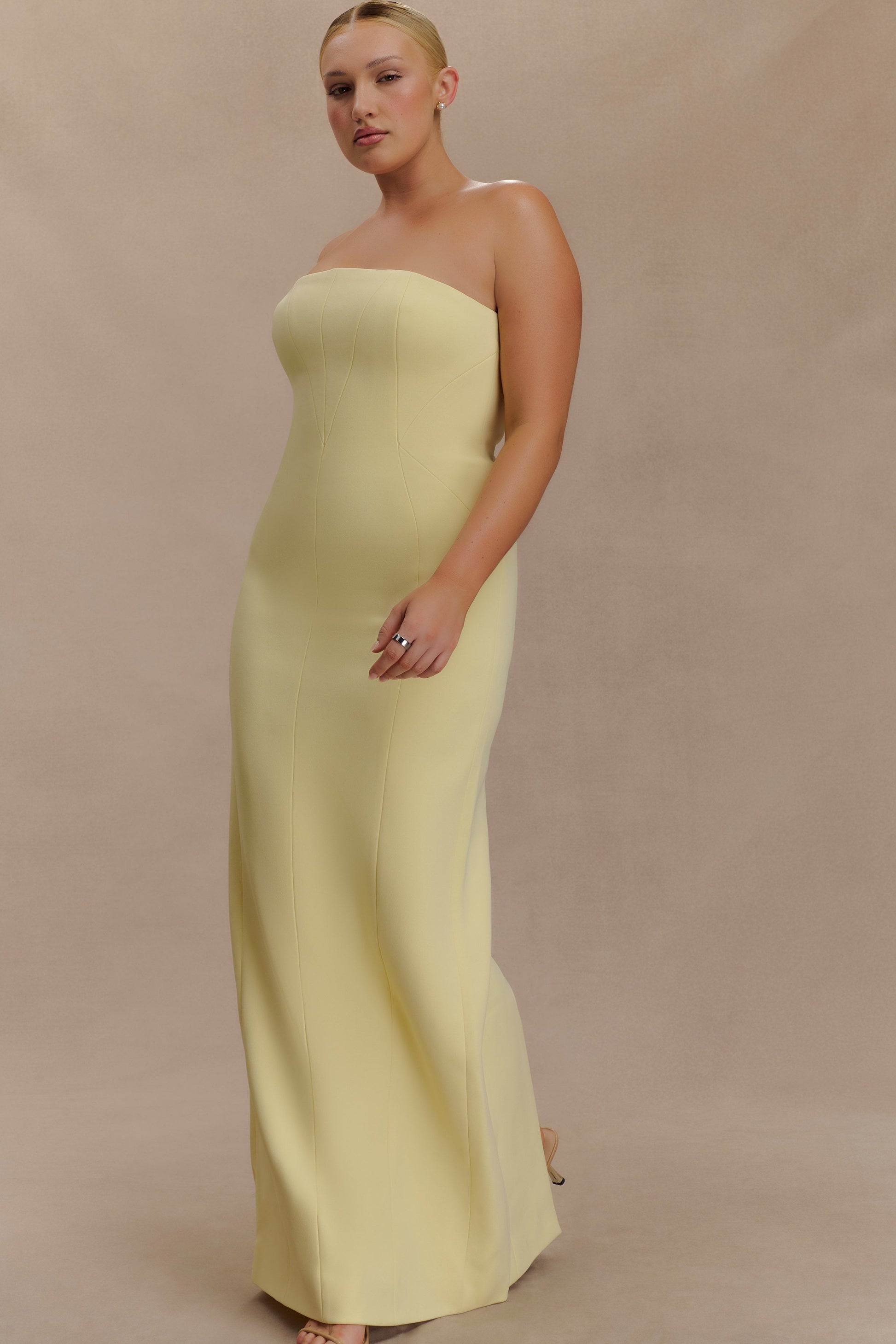 Kalila Strapless Crepe Maxi Dress - Lemon #10