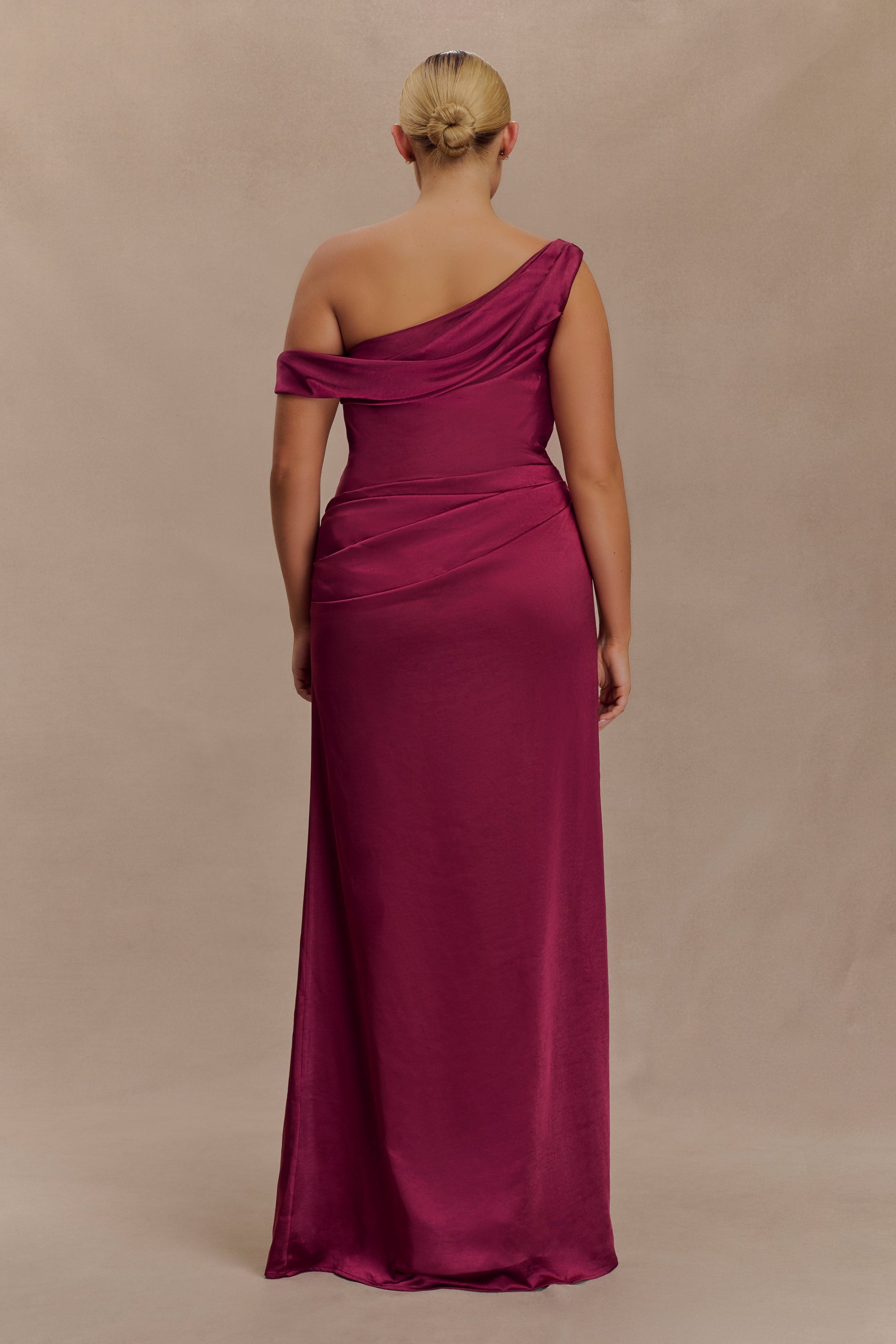 Dalia Off Shoulder Satin Maxi Dress - Mahogany #5