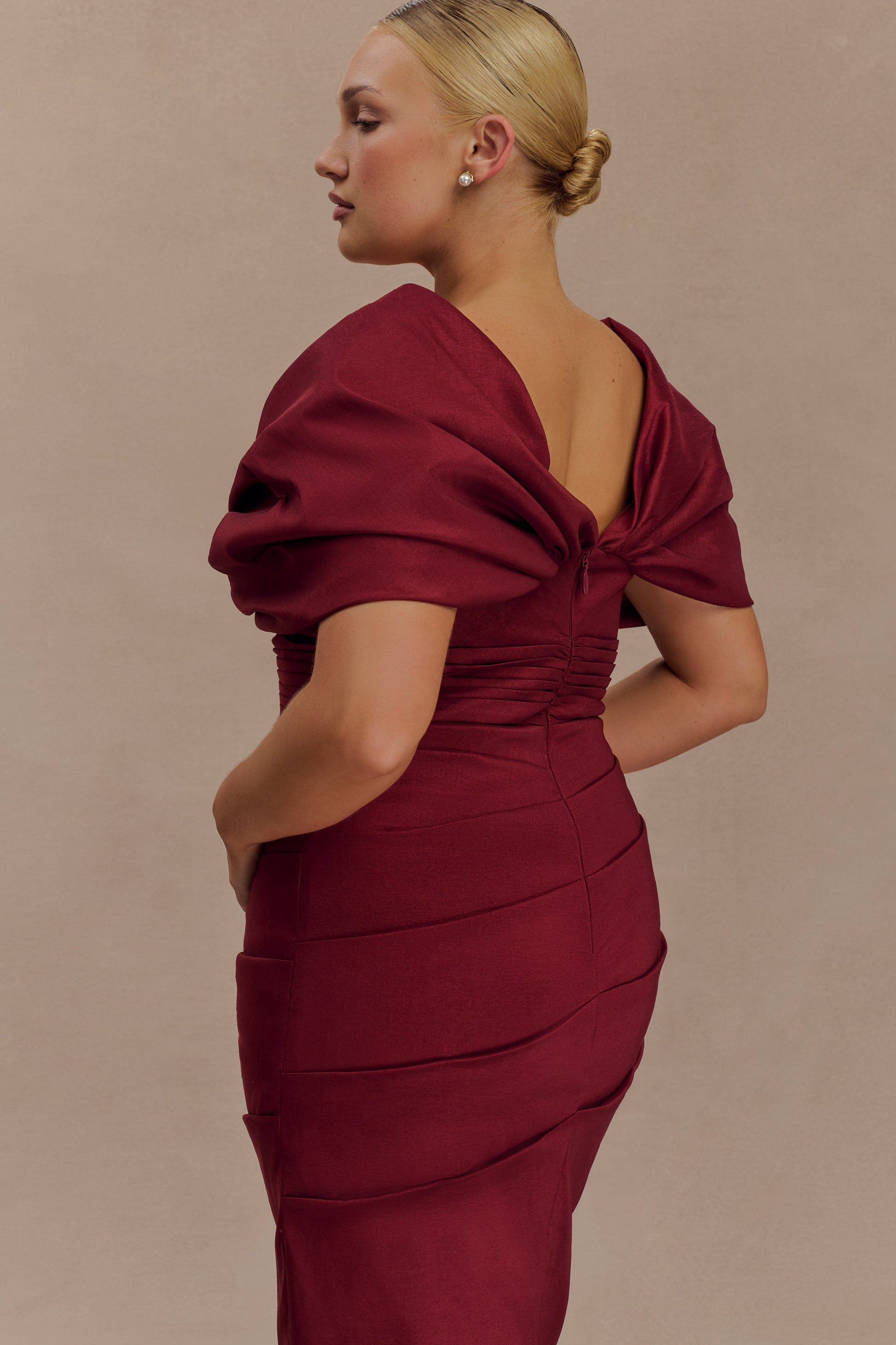 Thelma Bardot Maxi Dress - Wine #4