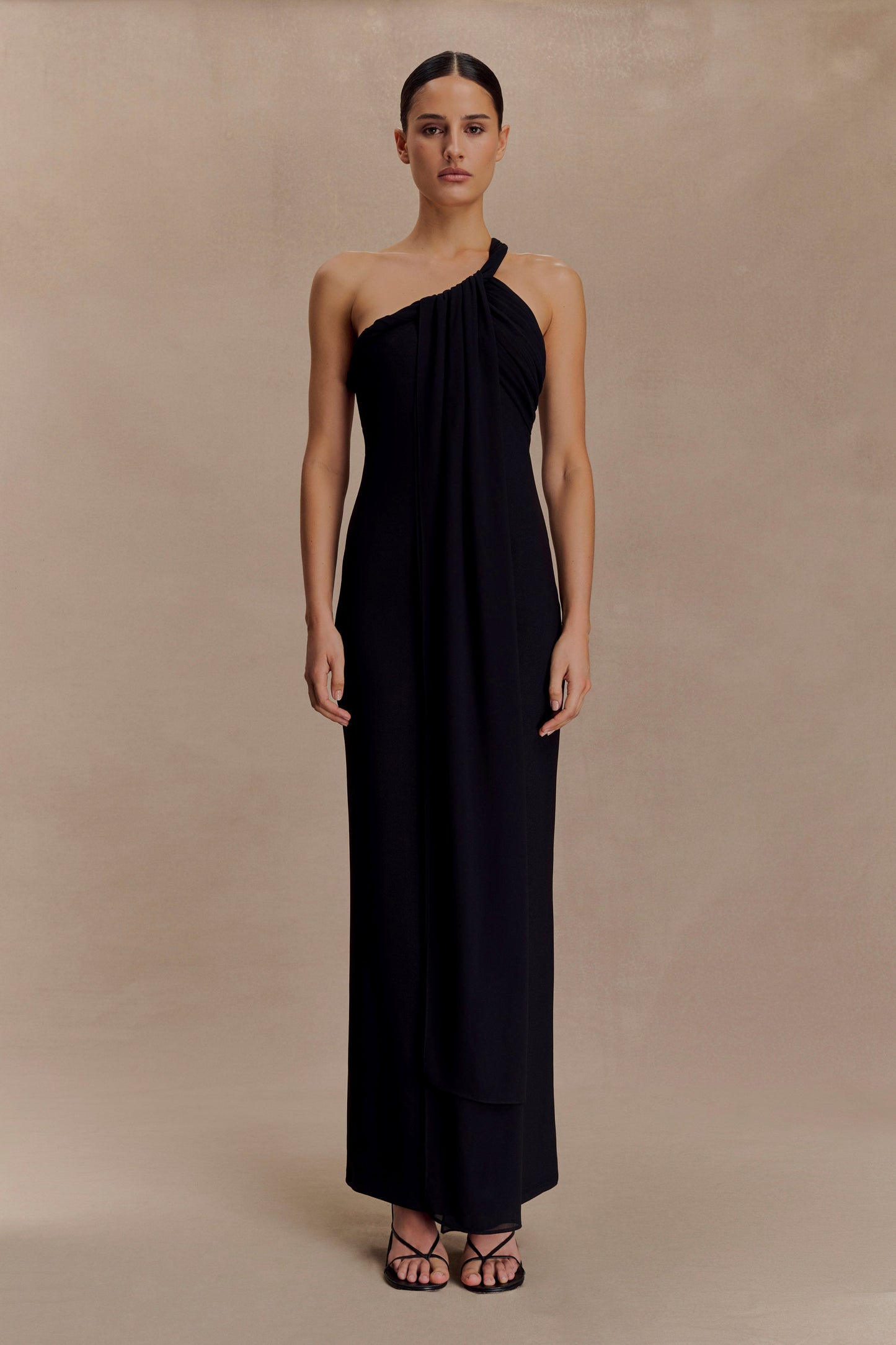 Philippa Knotted Crepe Maxi Dress - Black