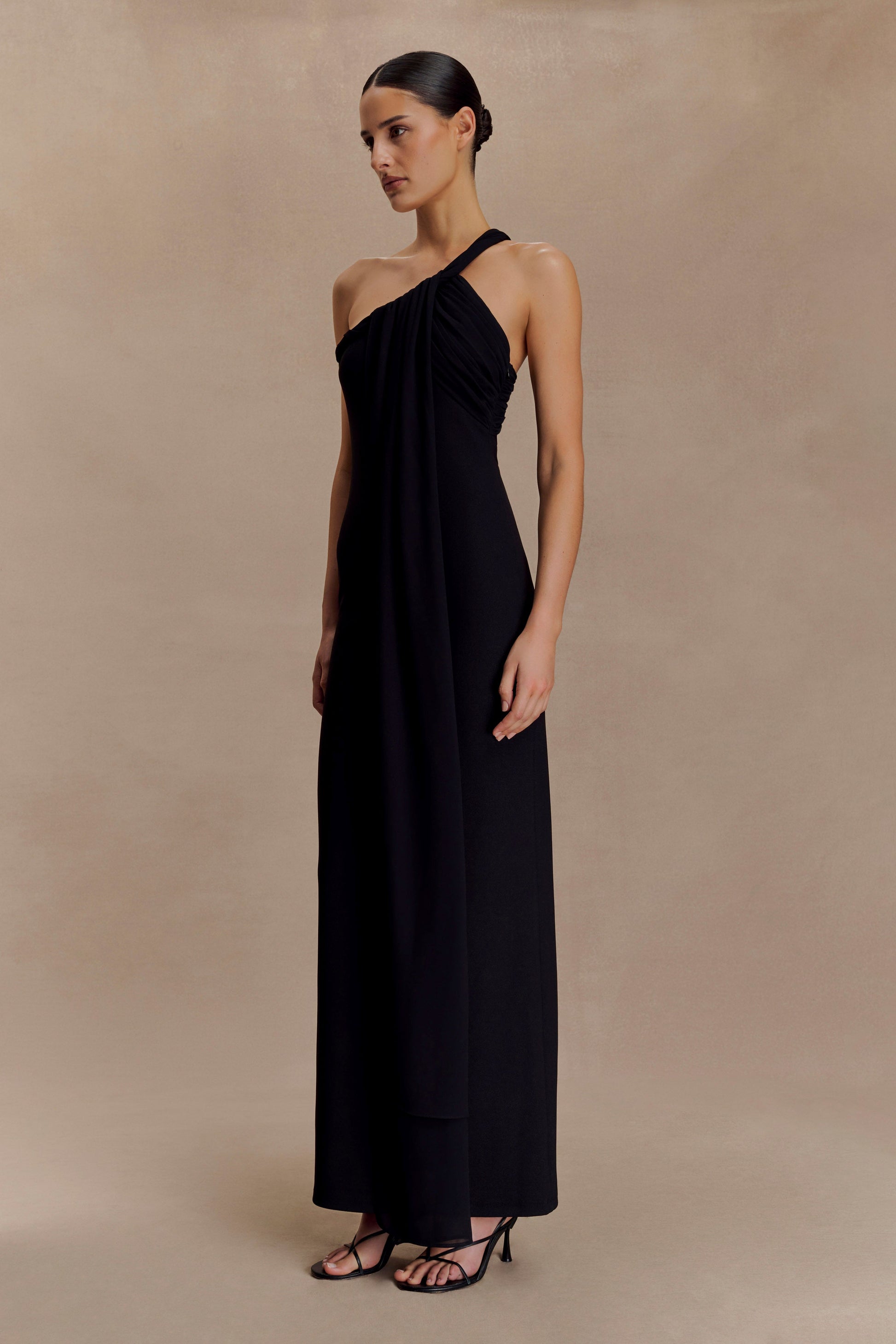 Philippa Knotted Crepe Maxi Dress - Black #4