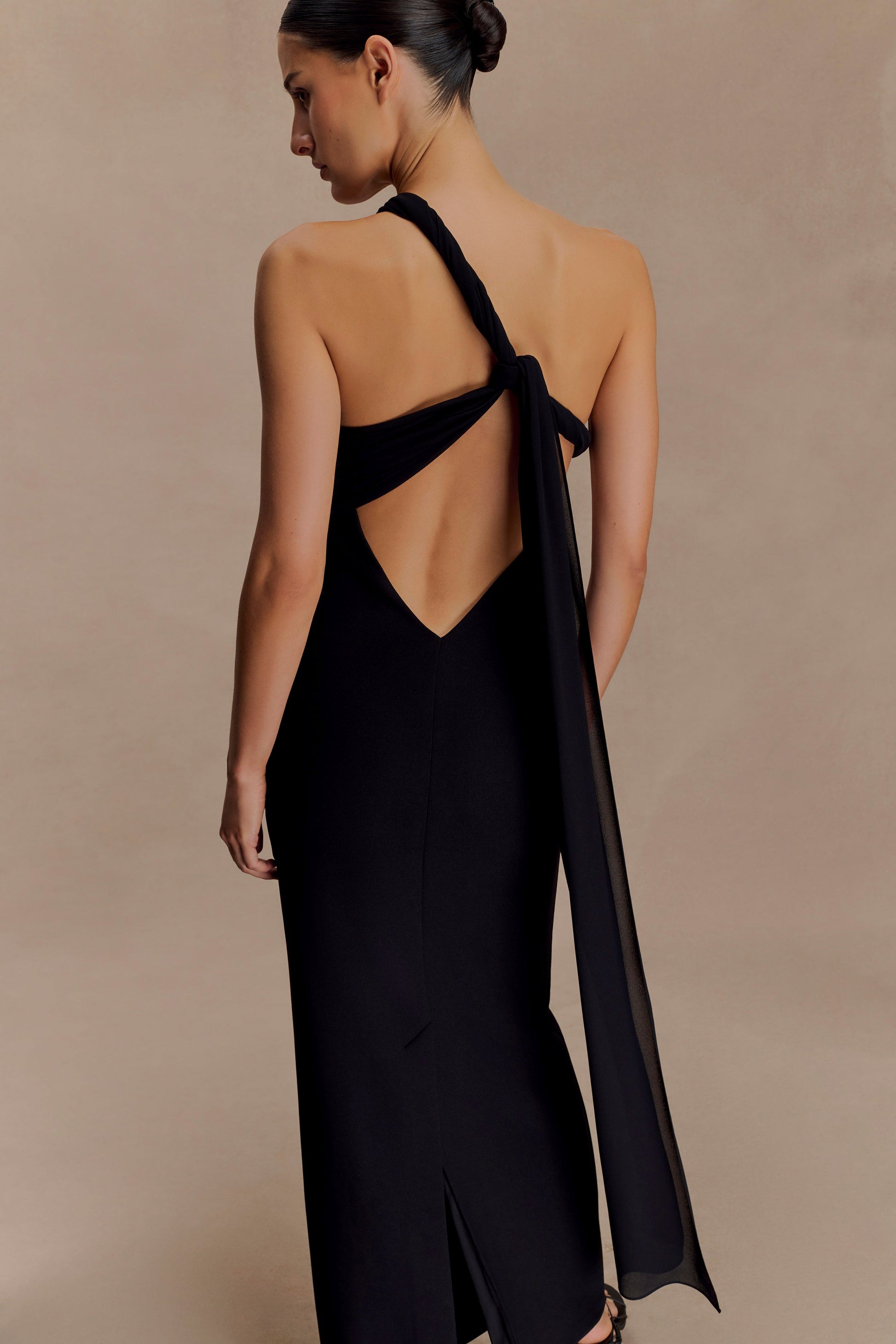 Philippa Knotted Crepe Maxi Dress - Black #3