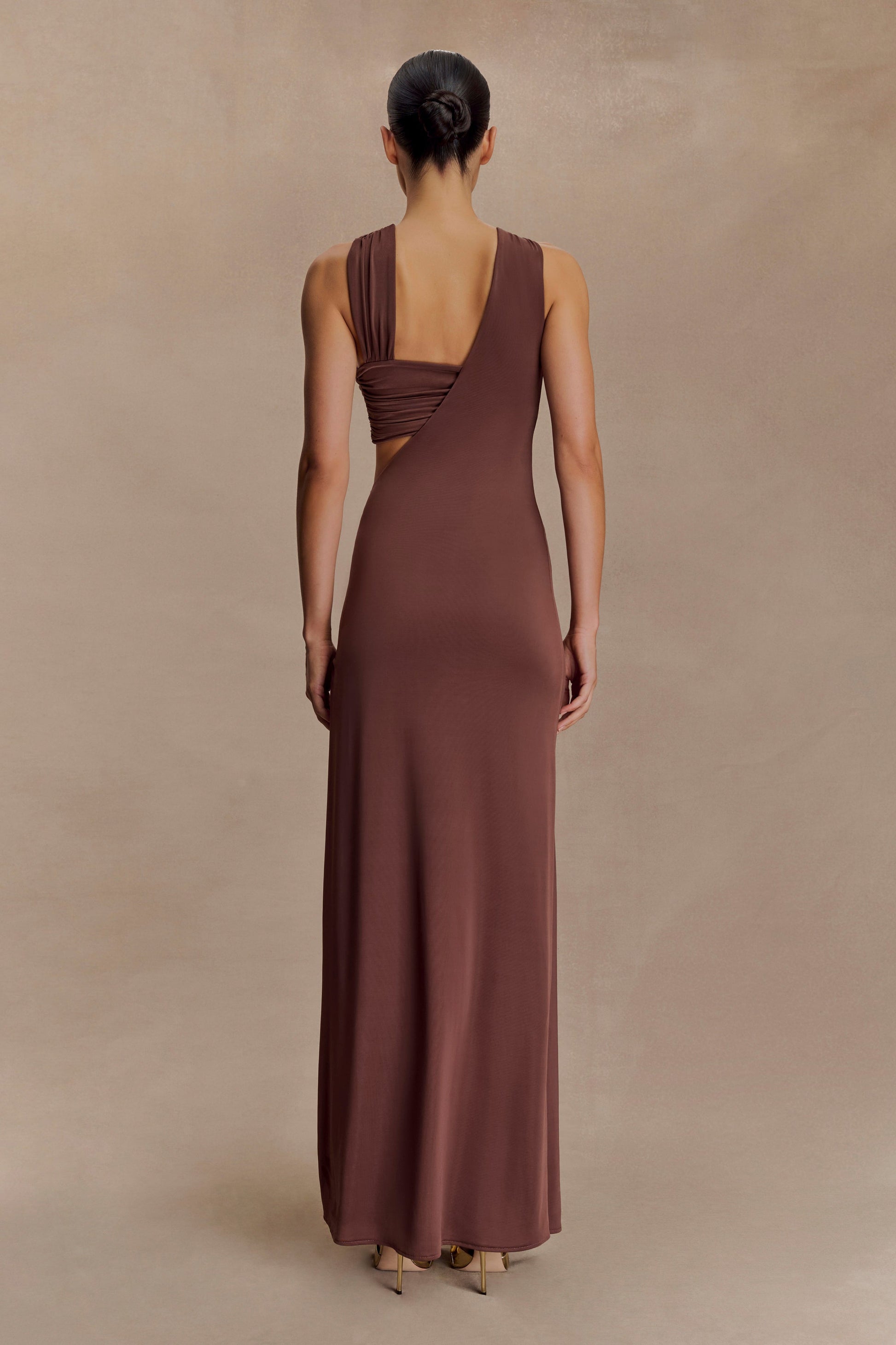 Lottie Slinky Maxi Dress With Split - Chocolate #3
