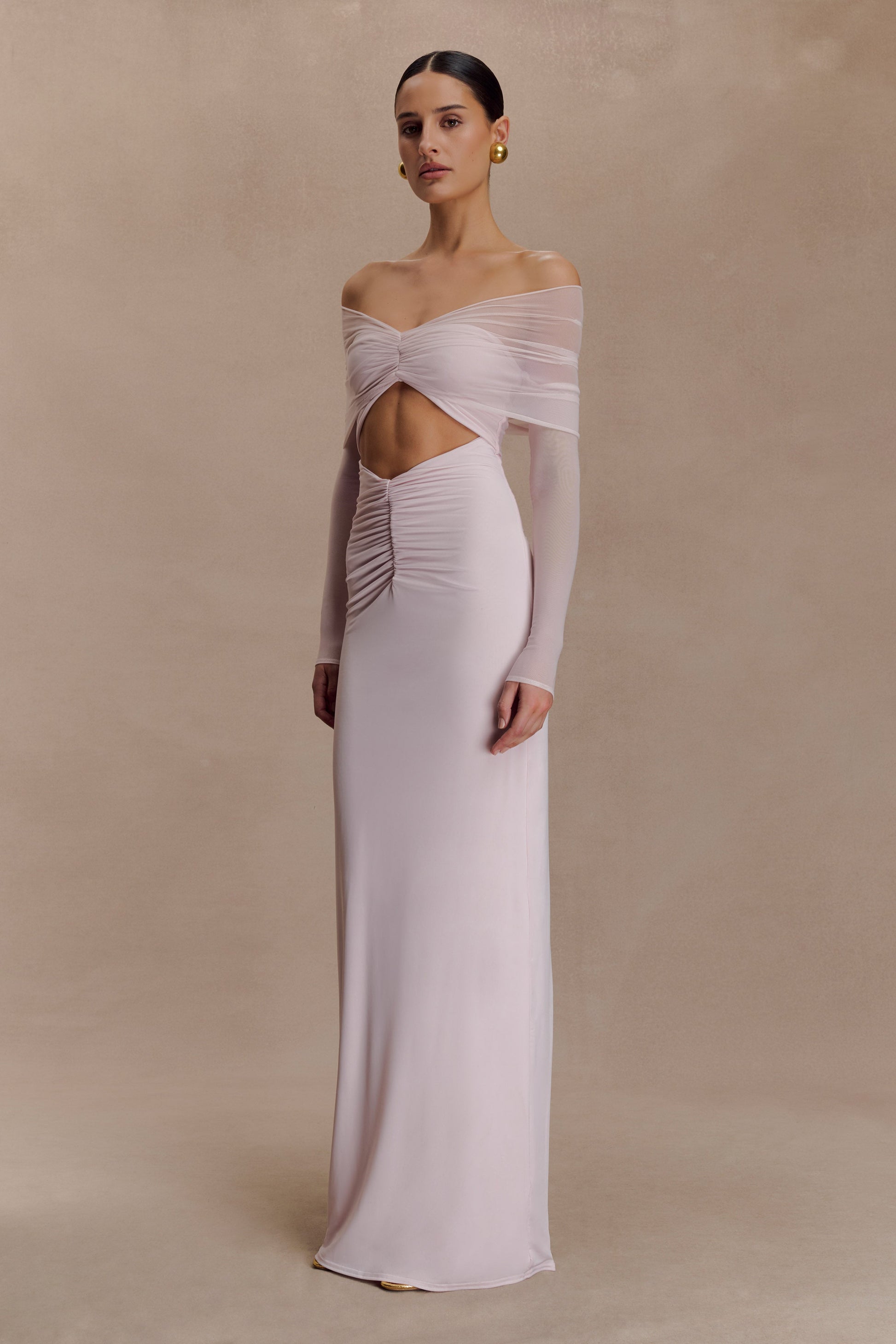 Rafaella Slinky And Mesh Maxi Dress - Pale Pink #3