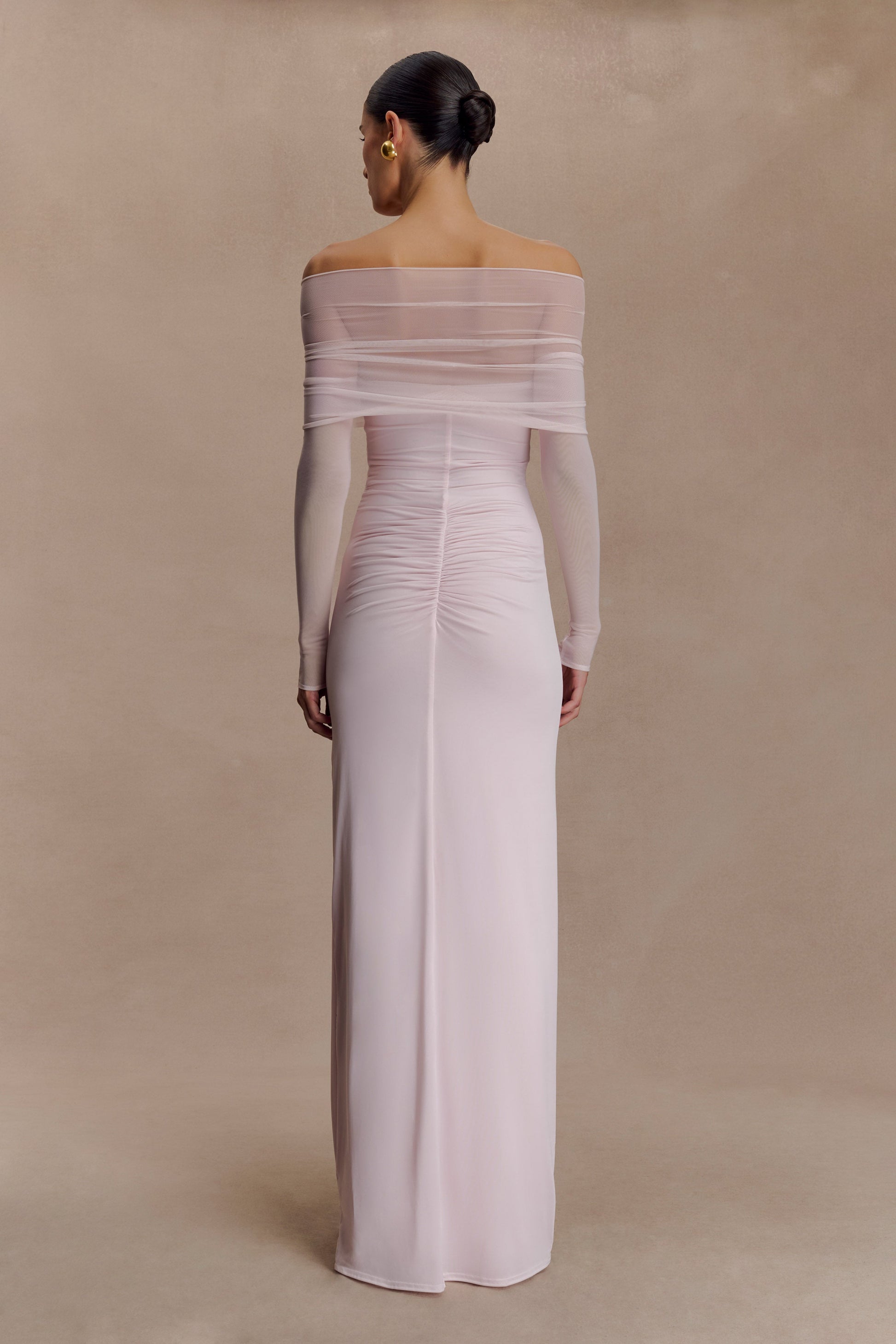 Rafaella Slinky And Mesh Maxi Dress / Pale Pink | MESHKI | M Rafaella Slinky And Mesh Maxi Dress / Pale Pink | MESHKI | M