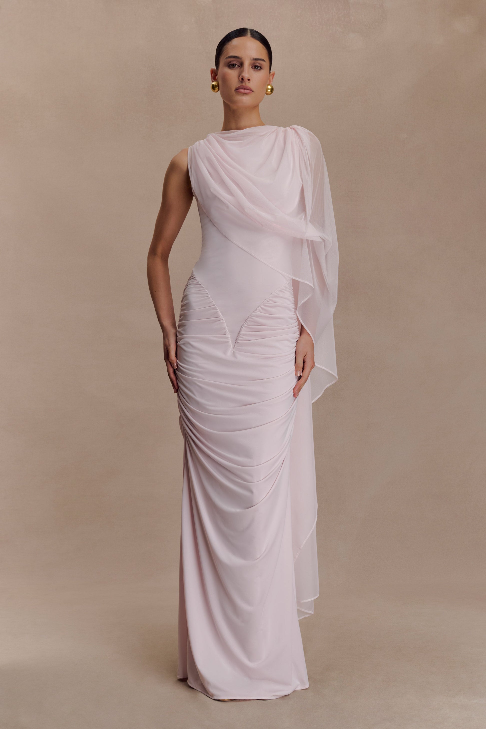 ruched dress pink Coral Aecia consider sizing up for fuller bust Vestido Midi Sin Tirantes Ready