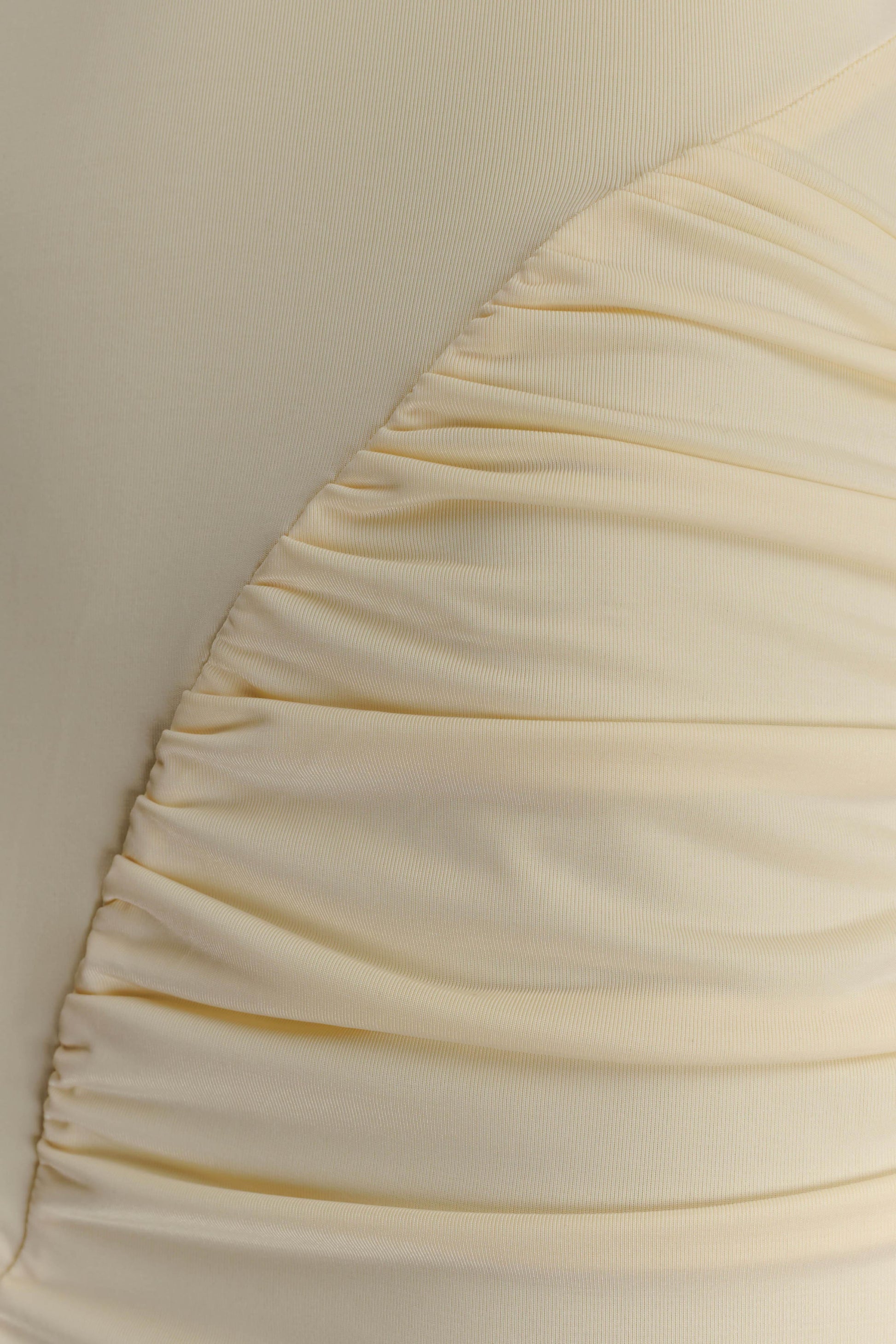 Amandine Ruched Slinky Maxi Dress - Lemon #5