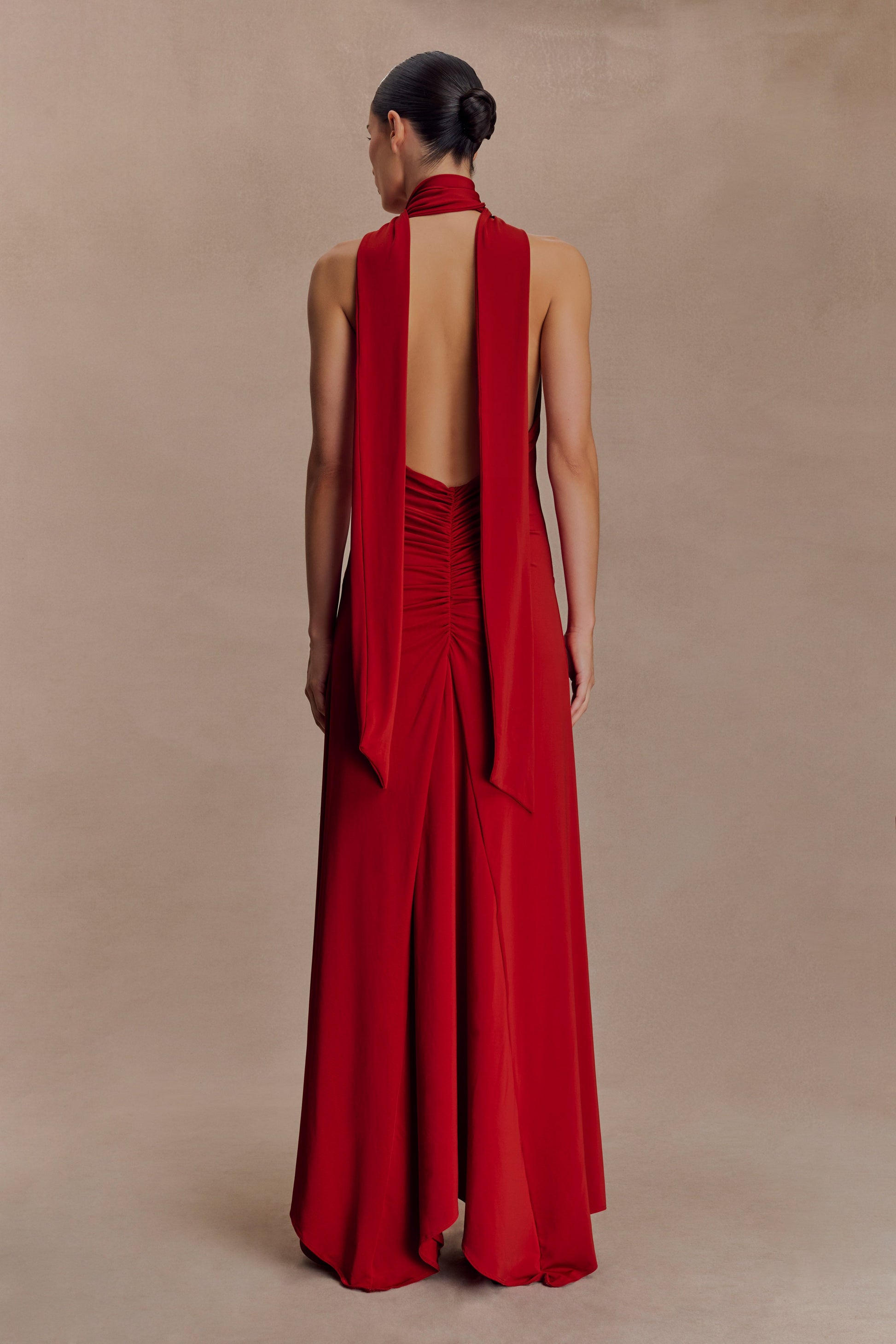 Juliet Slinky Maxi Dress With Scarf - Ruby #2