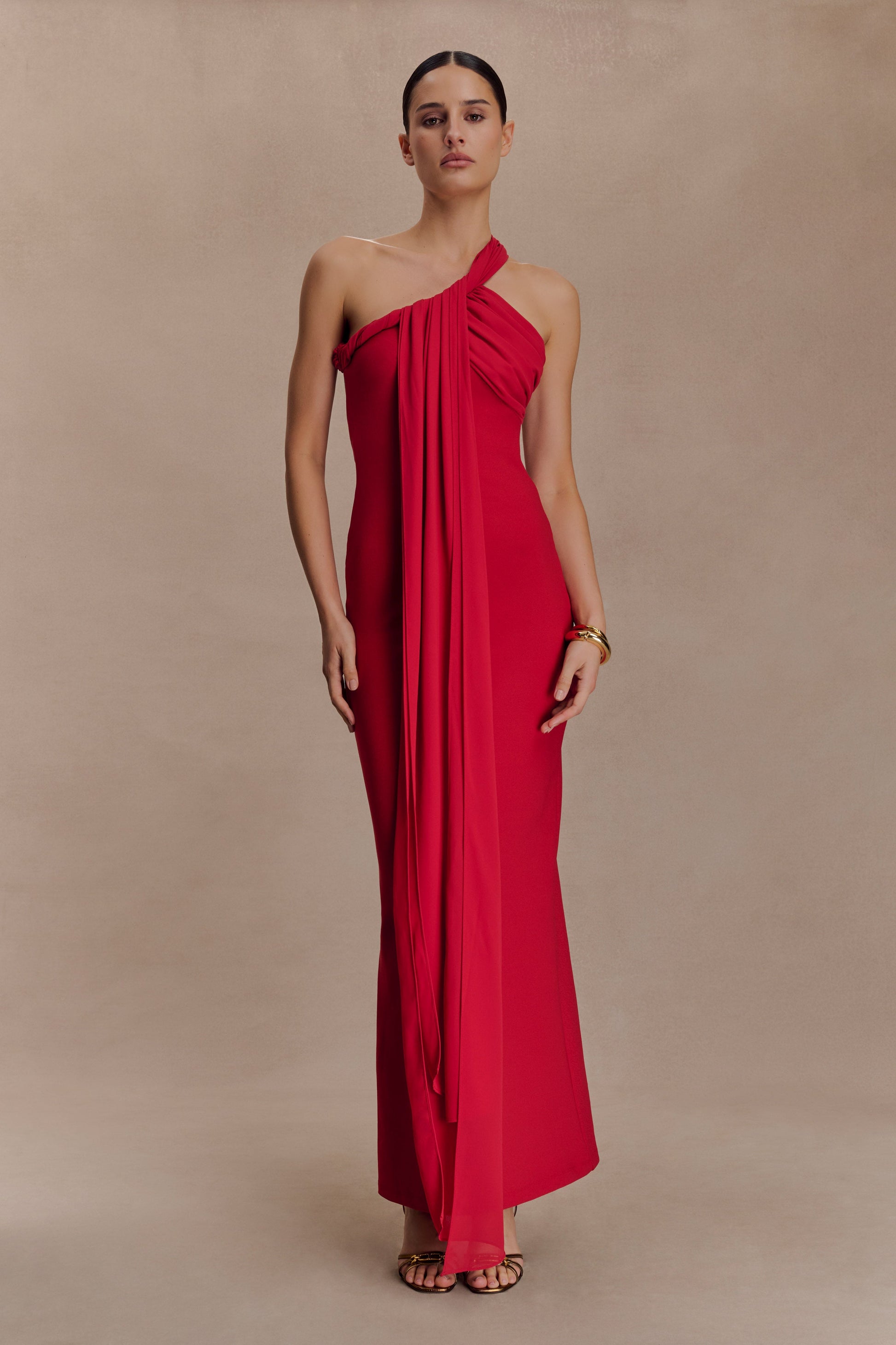 Philippa Knotted Crepe Maxi Dress - Ruby #7