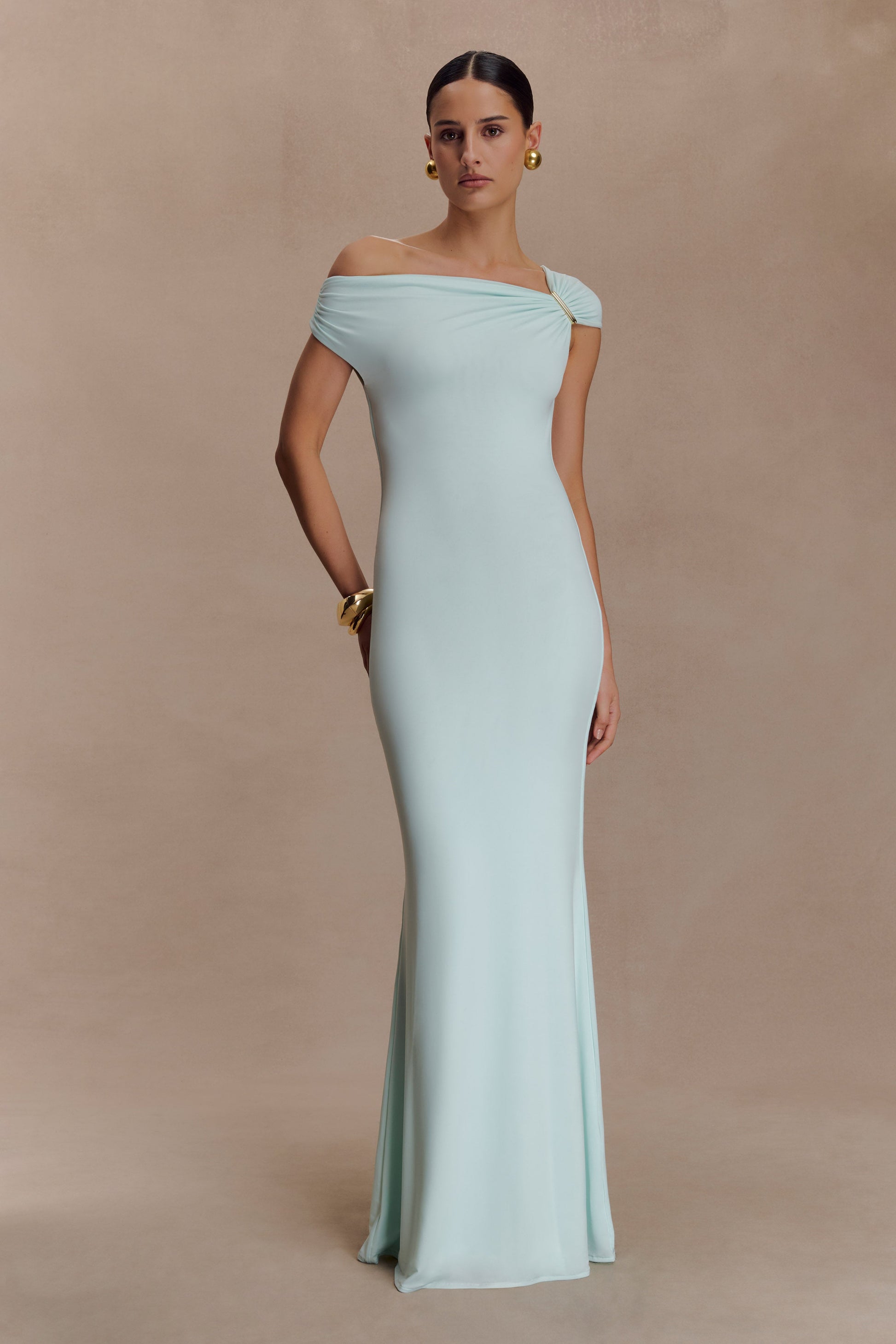 Kinsley Slinky Maxi Dress With Hardware / Lagoon | MESHKI | M Kinsley Slinky Maxi Dress With Hardware / Lagoon | MESHKI | M