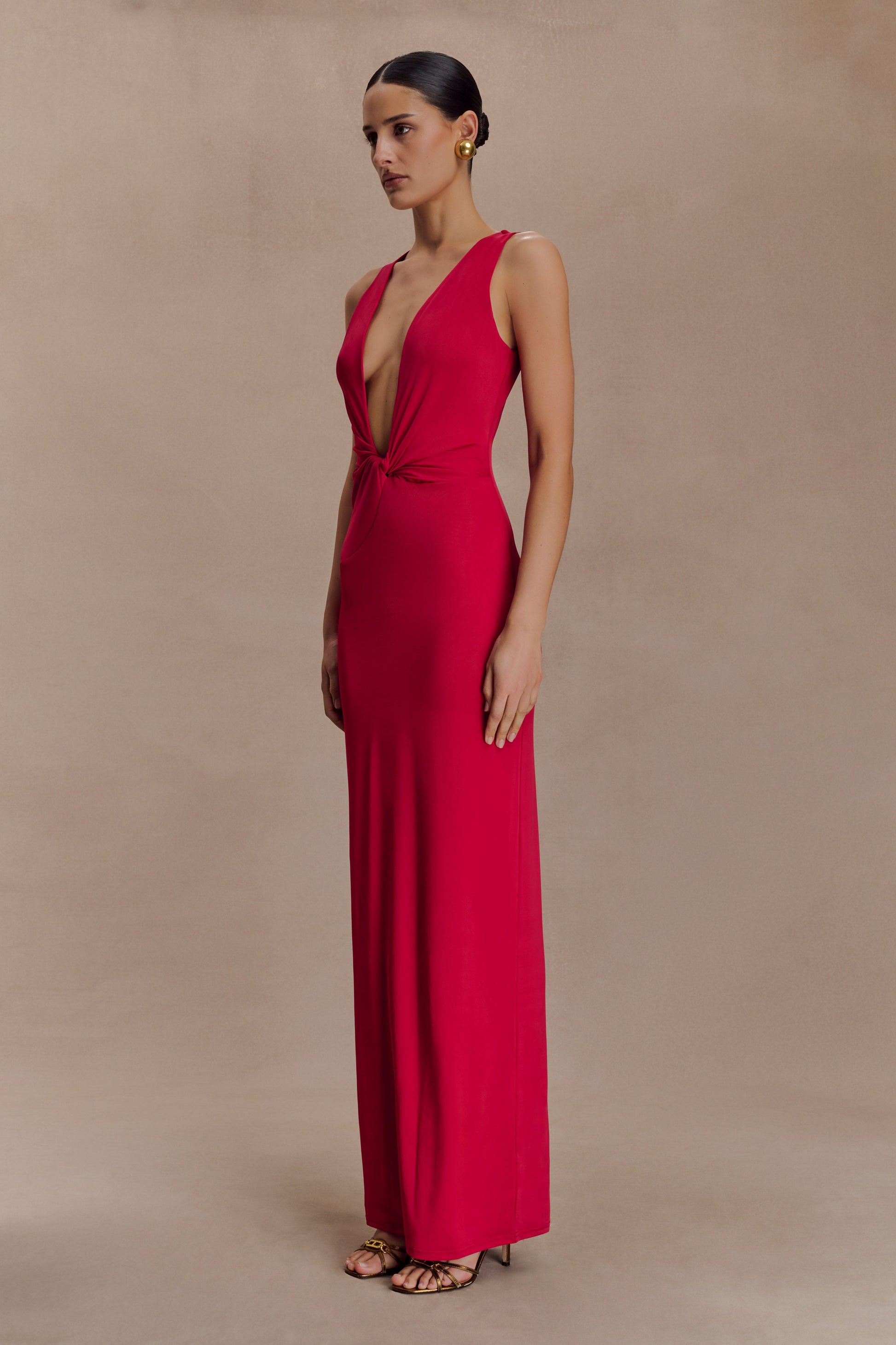 Stella Draped Slinky Maxi Dress / Fuchsia Pink | MESHKI | L Stella Draped Slinky Maxi Dress / Fuchsia Pink | MESHKI | L