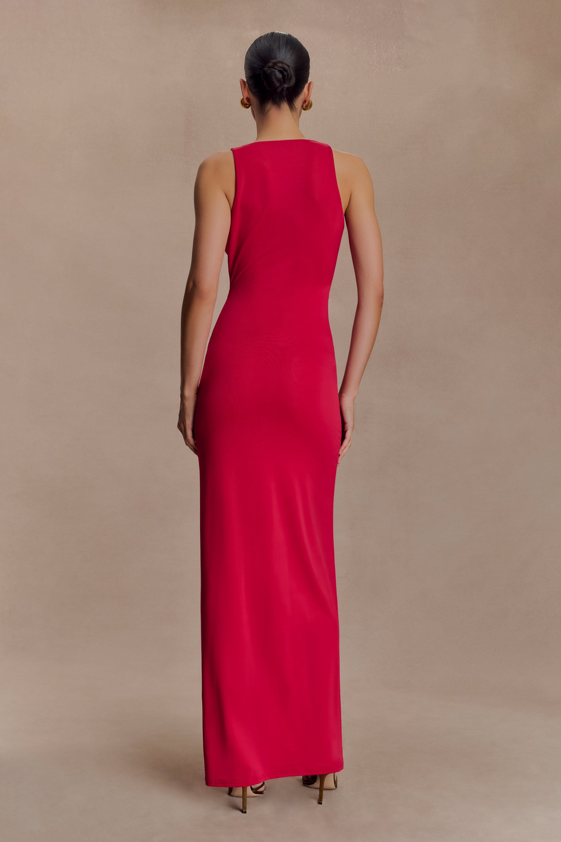 Stella Draped Slinky Maxi Dress / Fuchsia Pink | MESHKI | L Stella Draped Slinky Maxi Dress / Fuchsia Pink | MESHKI | L