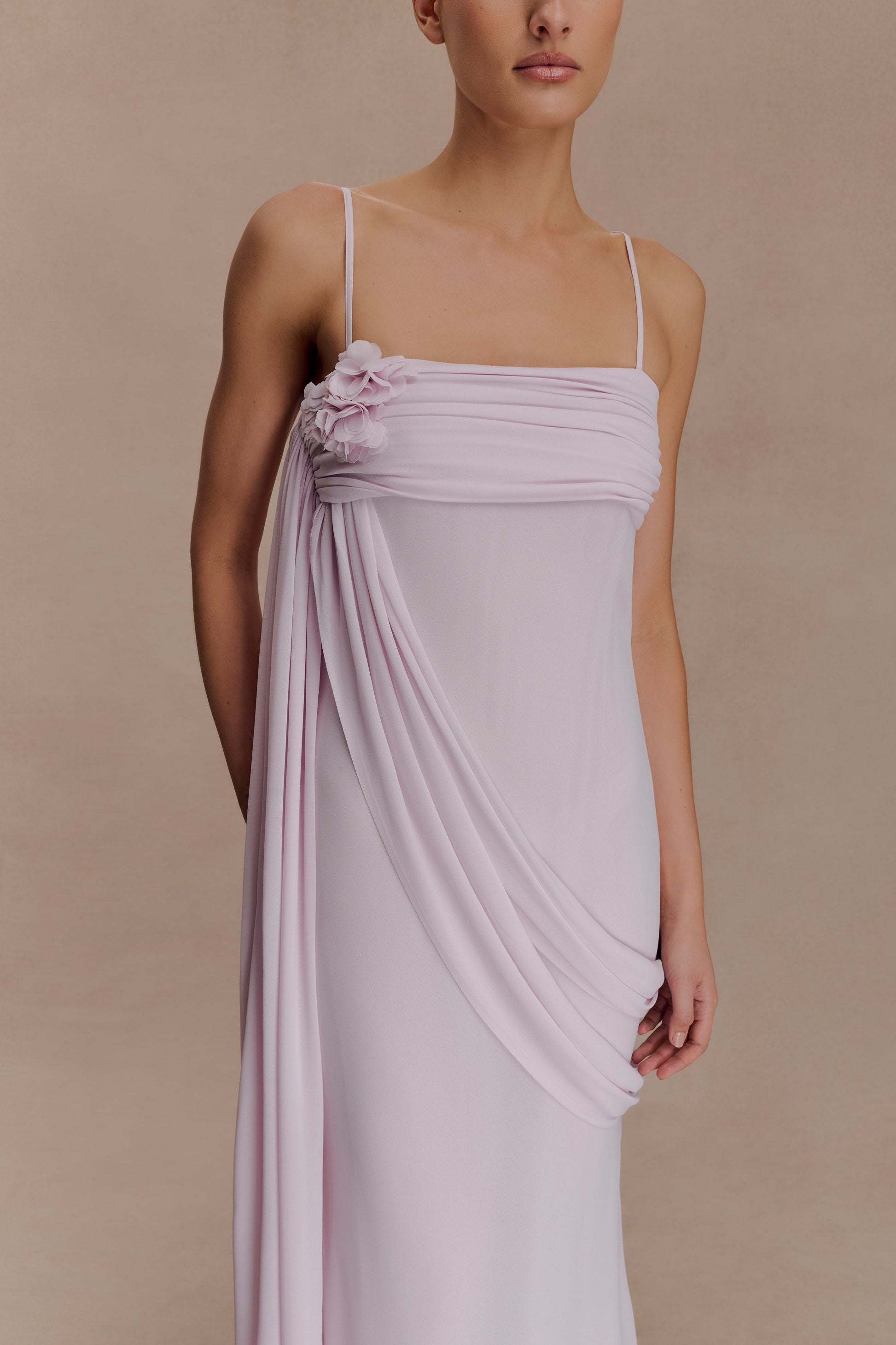 Leena Chiffon Maxi Dress / Light Lilac | MESHKI