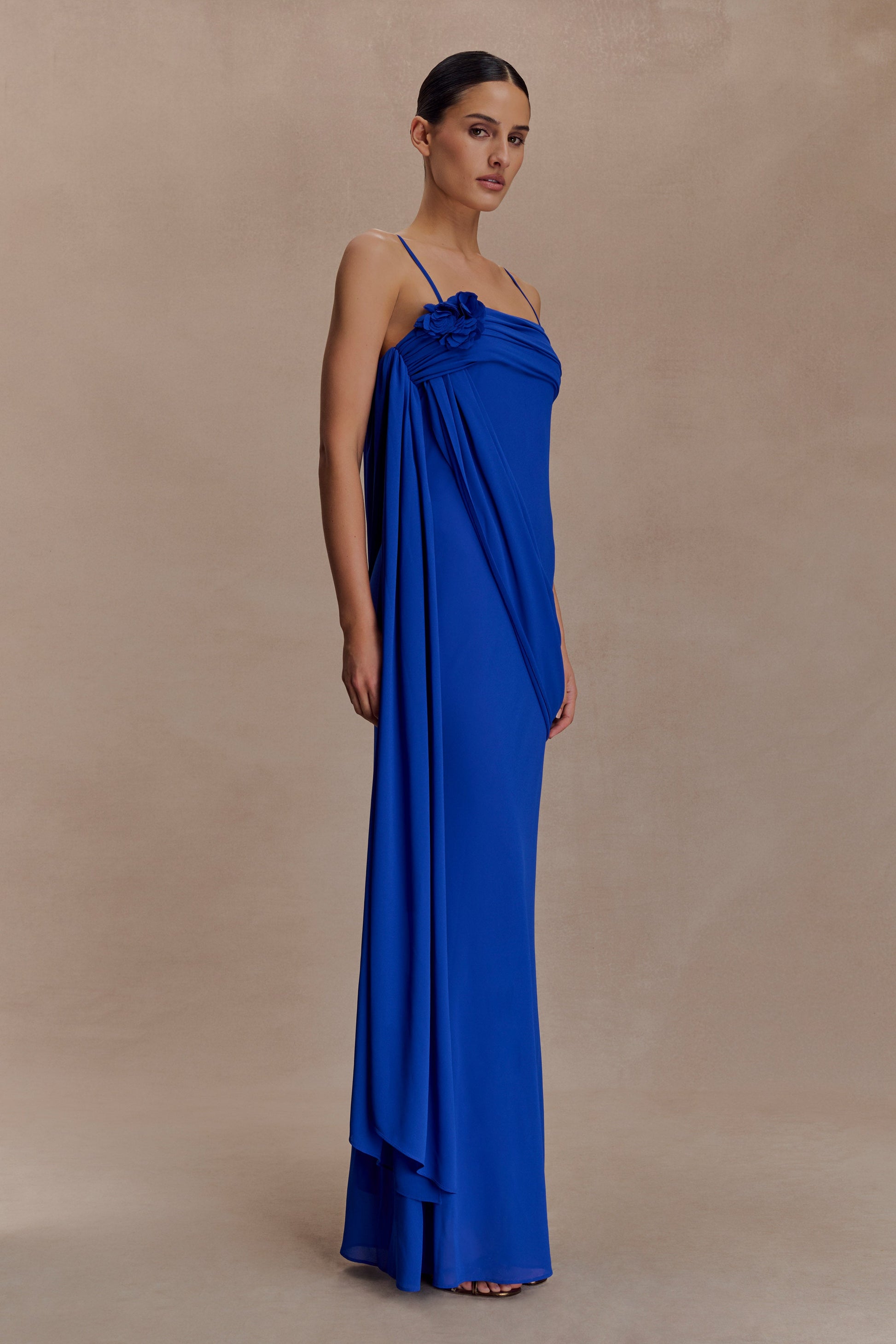 cobalt blue chiffon bridesmaid dress Cobalt Blue Infinity Dress: Convertible Long Bridesmaid Gown