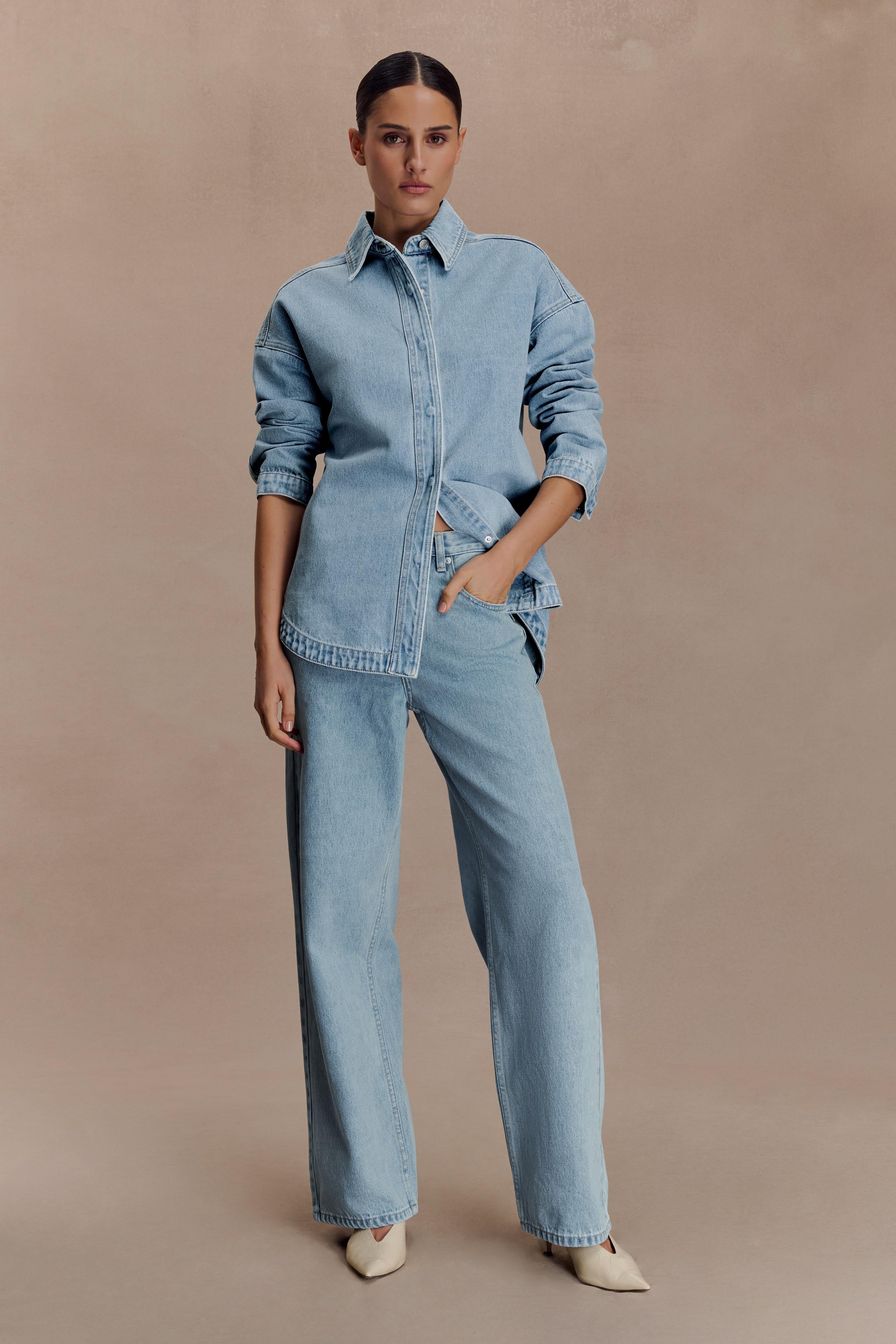 Lioda Oversized Denim Shirt - 80'S Blue | MESHKI US