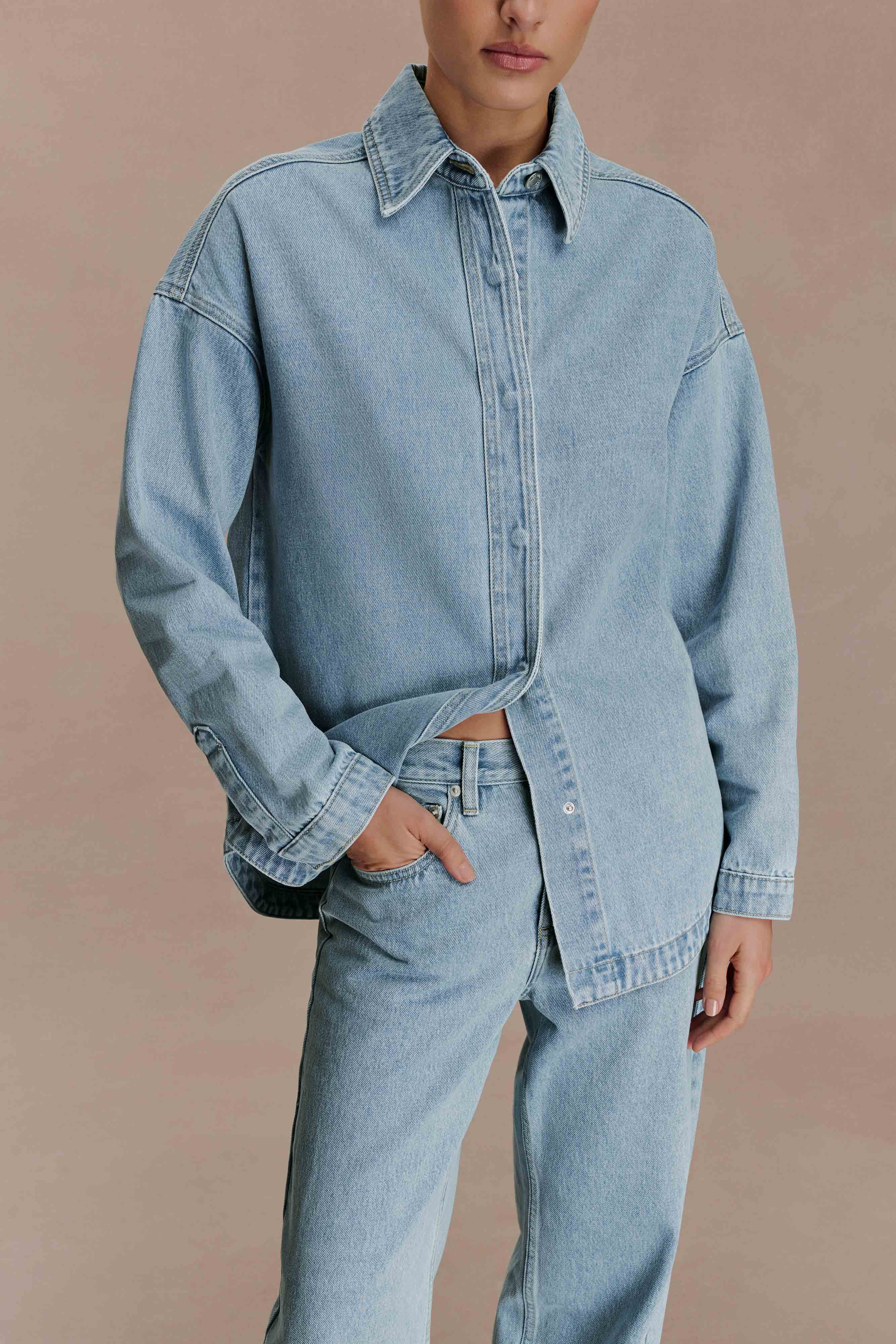 Lioda Oversized Denim Shirt - 80'S Blue | MESHKI US